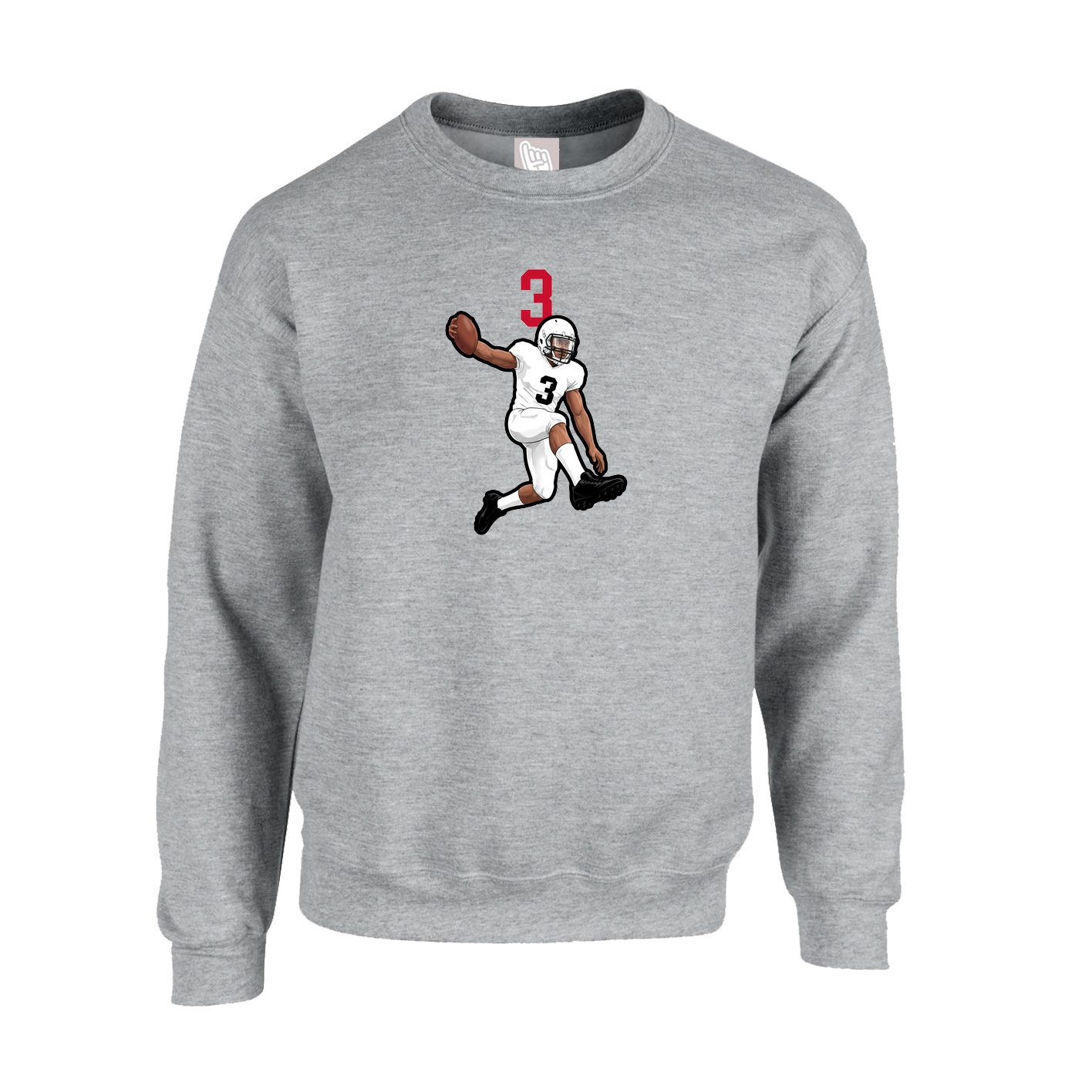 Fleece Crew — Number Top in Grey