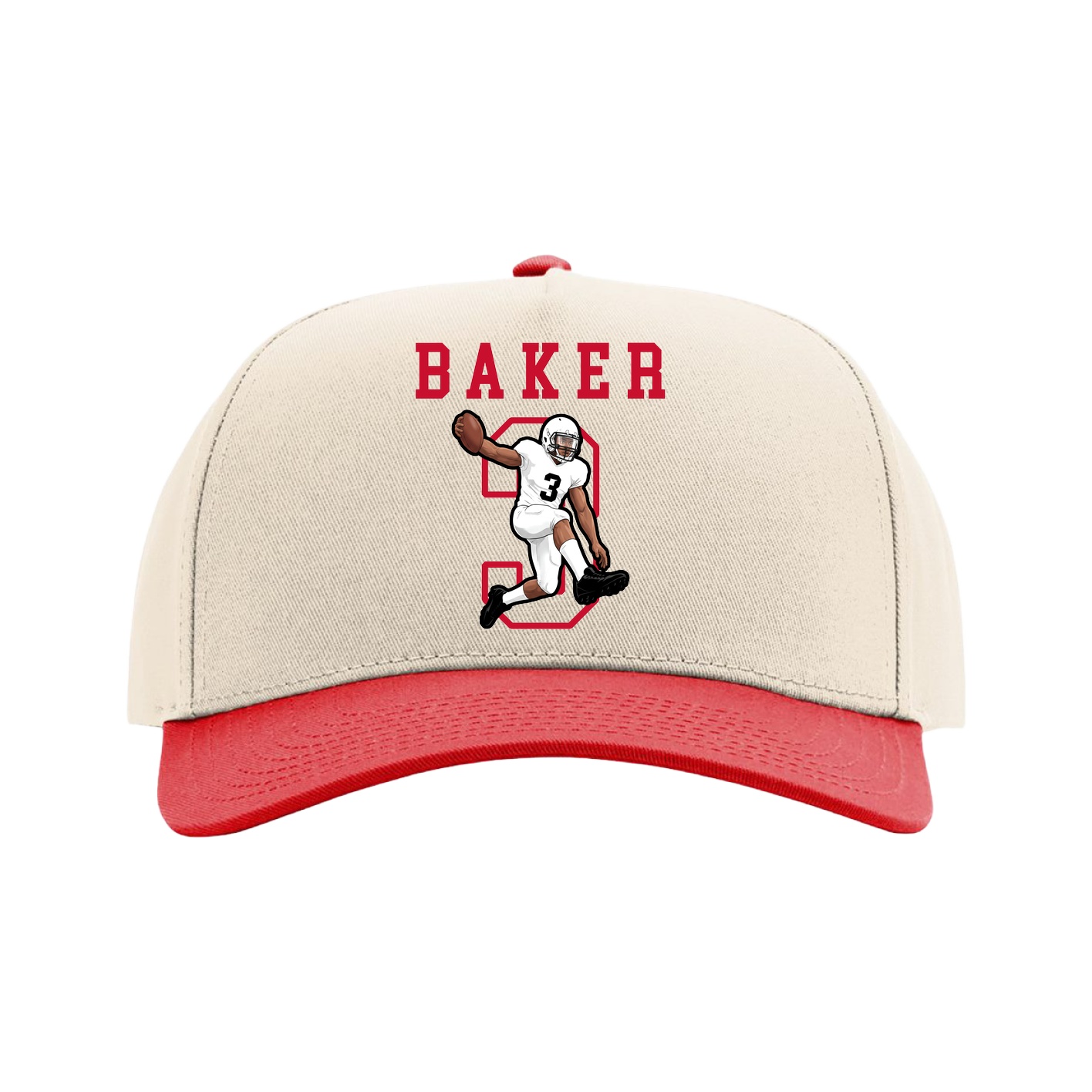 Full Fabric Five-Panel Champ Cap — Shirsey in Cream/Red