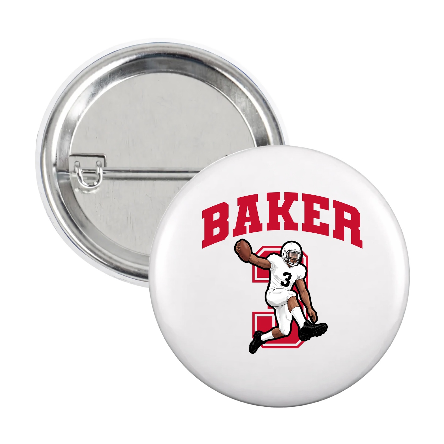 Game Day Button — Number in White