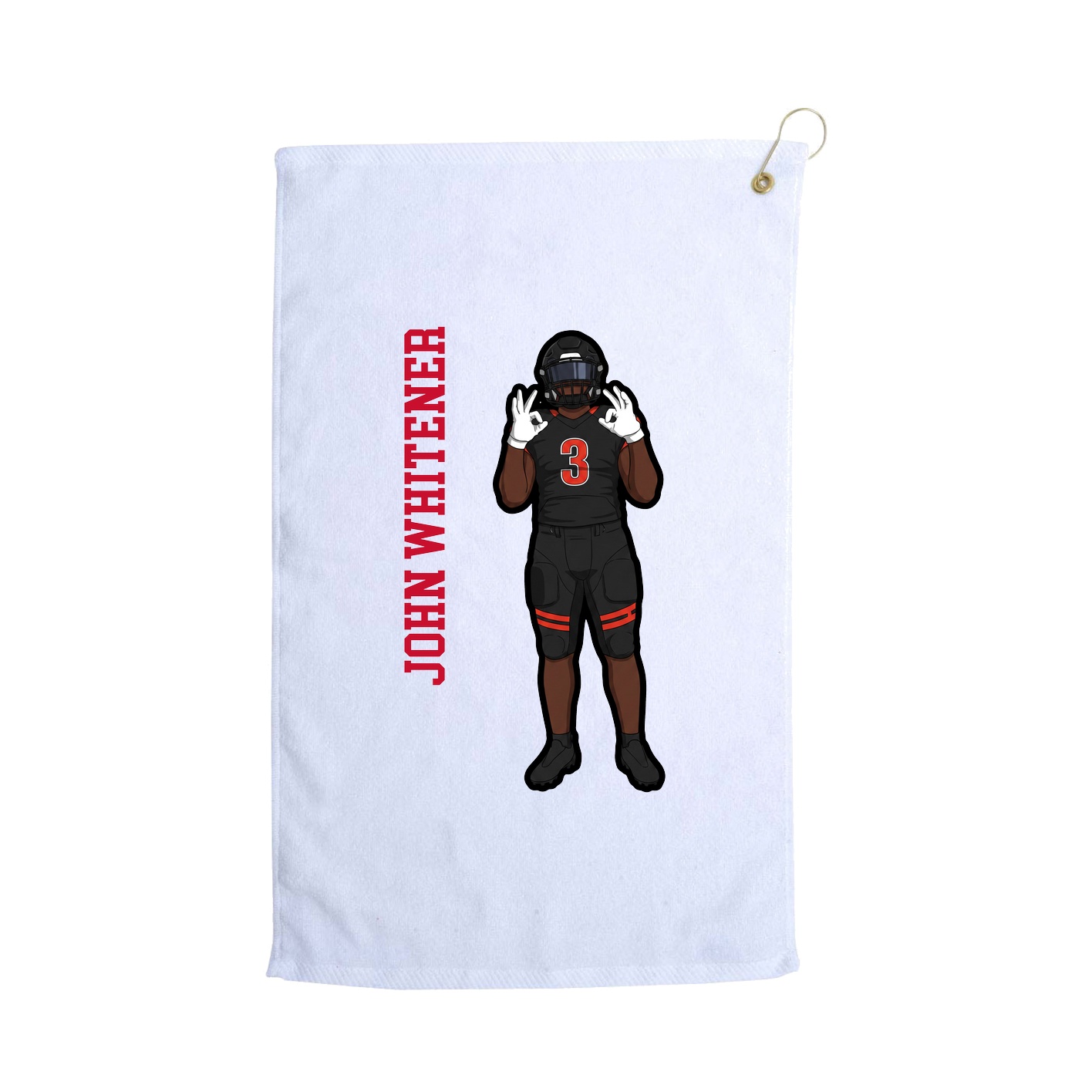 Golf Towel — Name Vertical in White