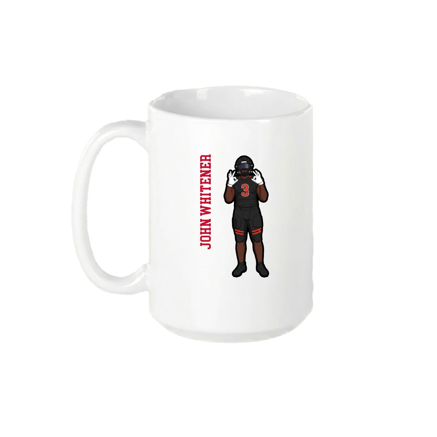 15oz Coffee Mug — Name Vertical in White