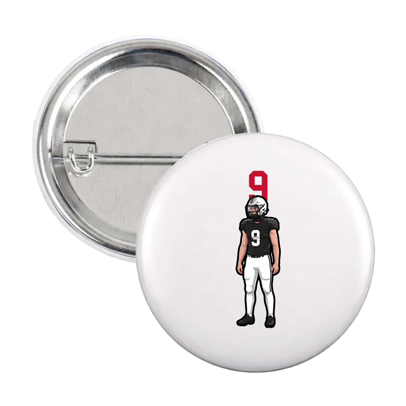 Game Day Button — Number Top in White