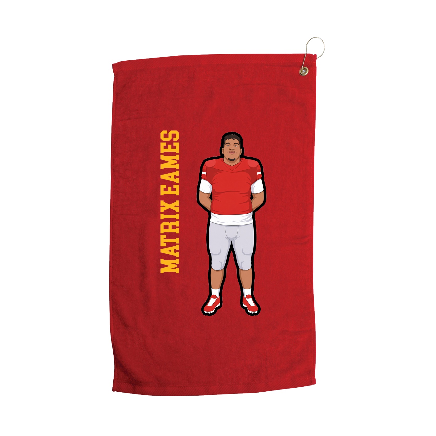 Golf Towel — Name Vertical in Red