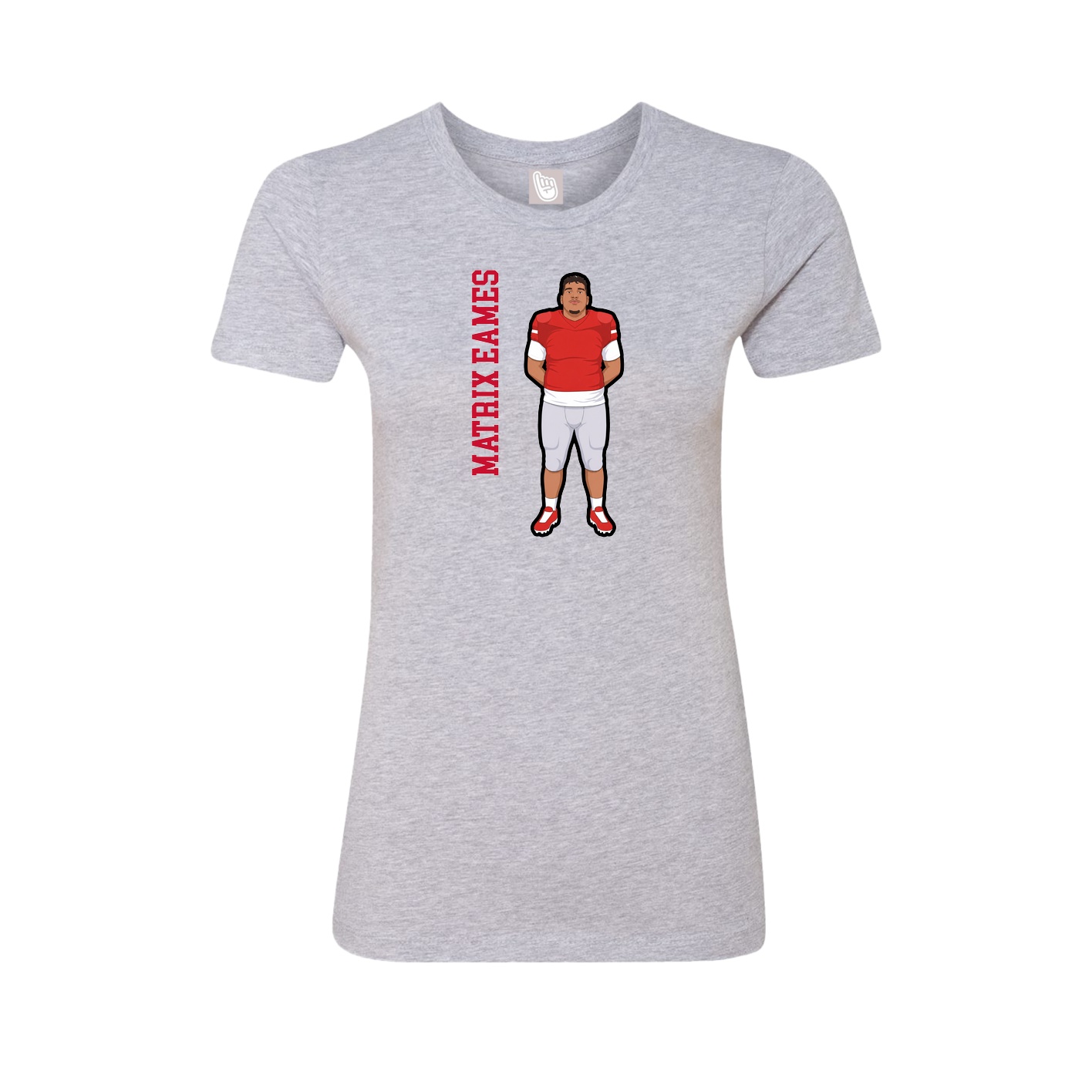 Fitted Women's Tee — Name Vertical in Grey