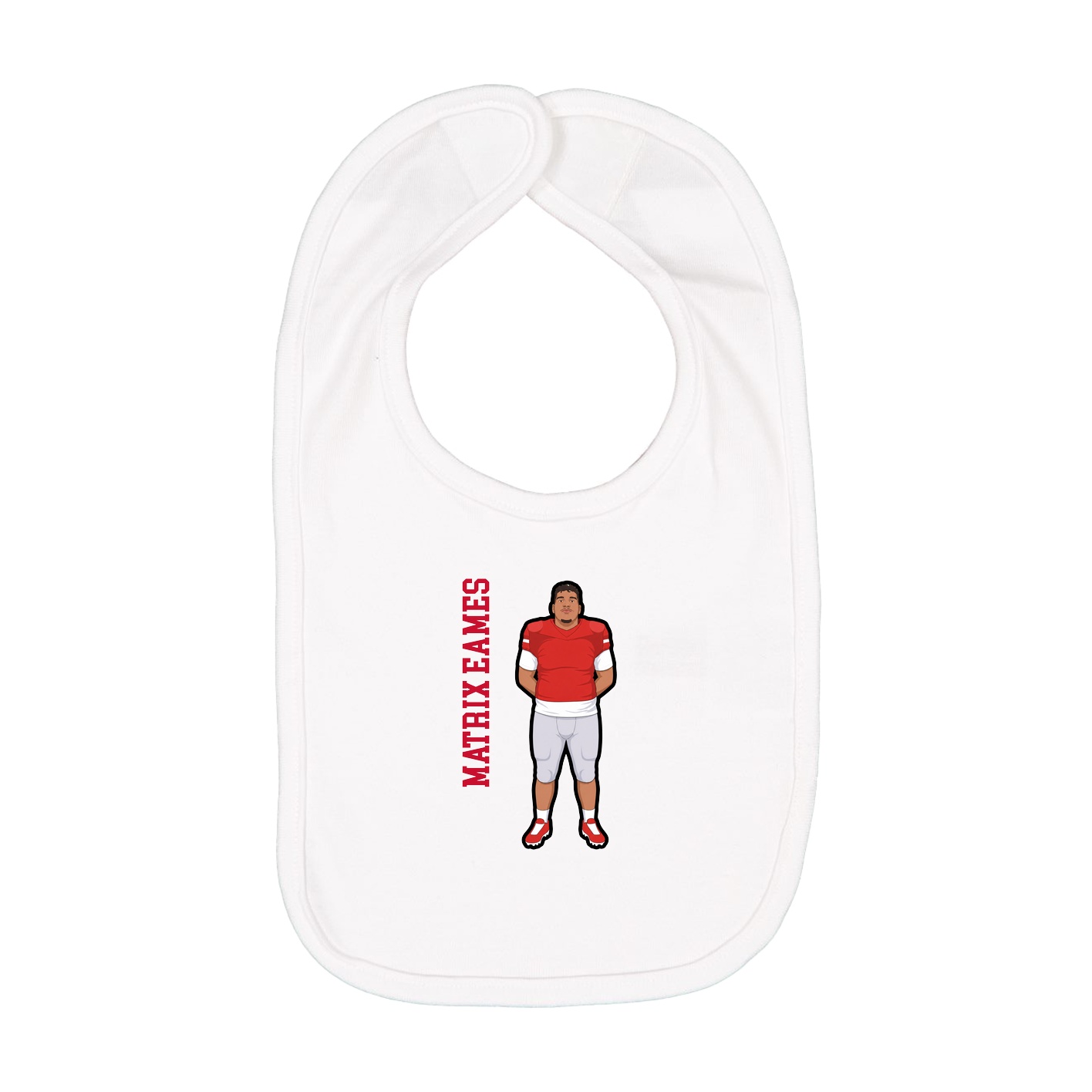 Infant Bib — Name Vertical in White