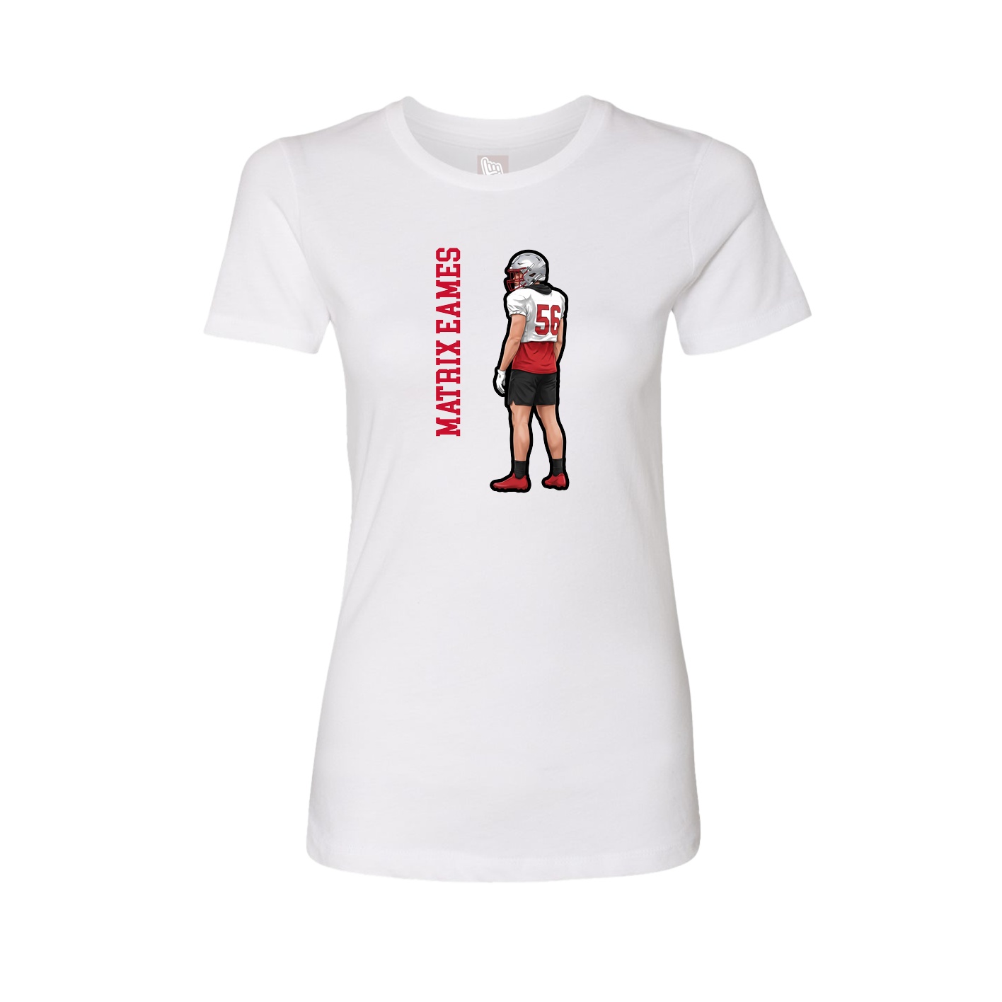 Fitted Women's Tee — Name Vertical in White