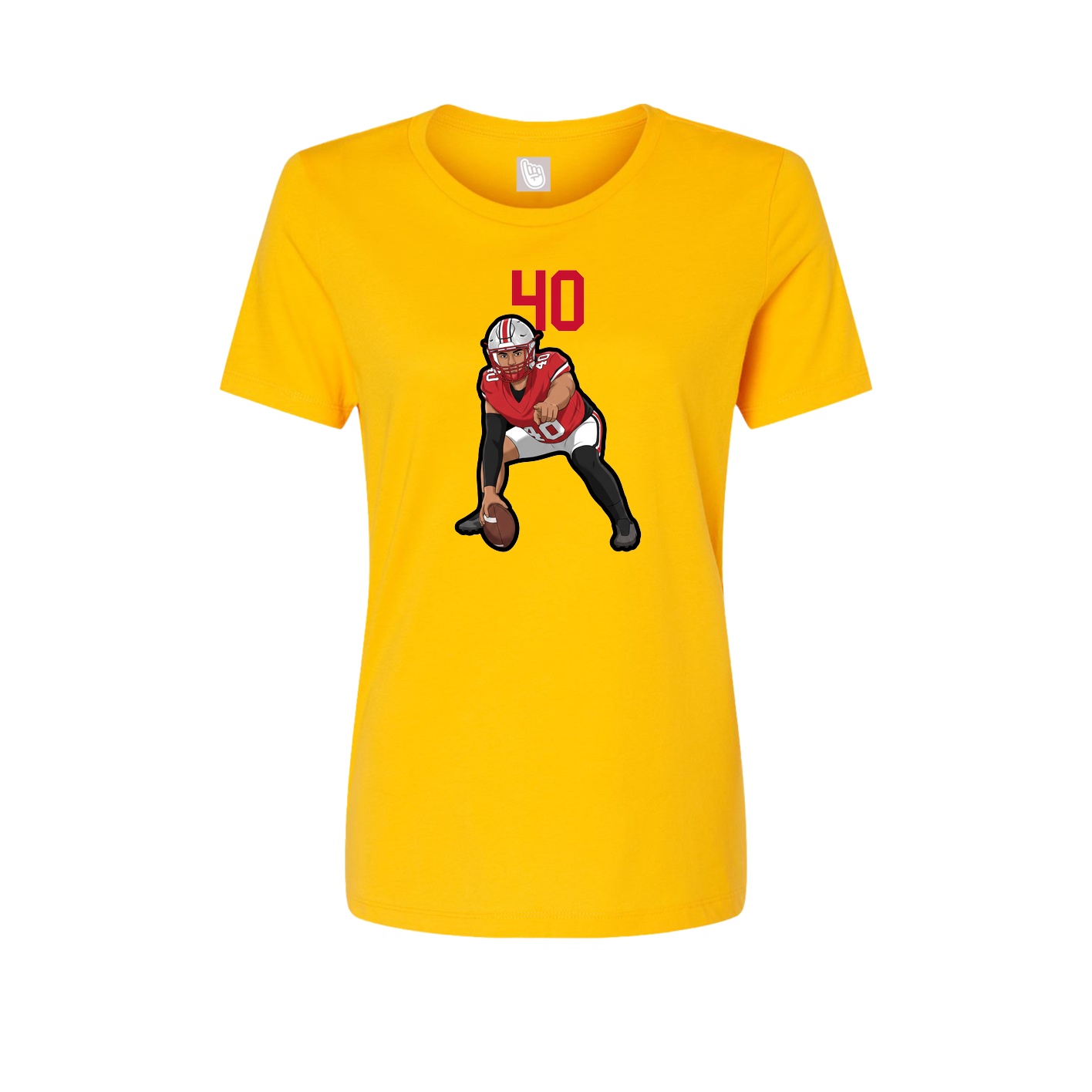 Fitted Women's Tee — Number Top in Gold