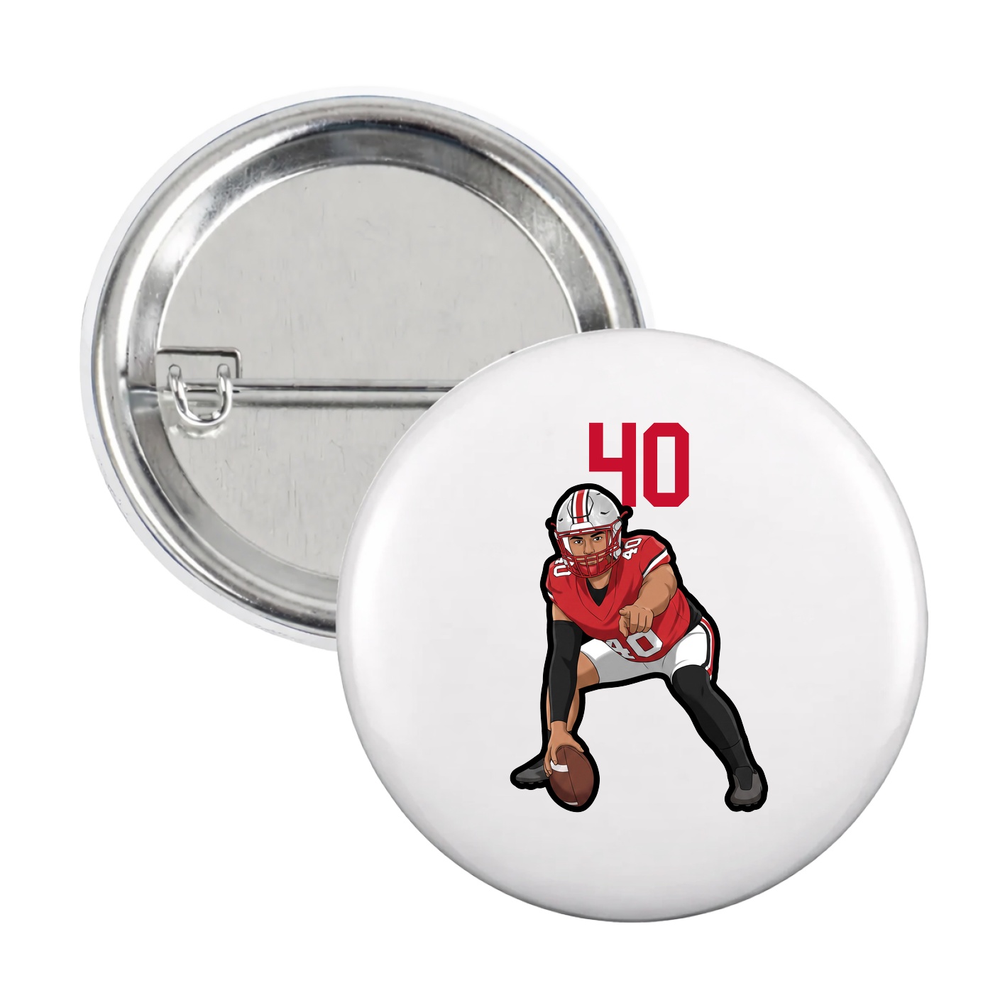 Game Day Button — Number Top in White