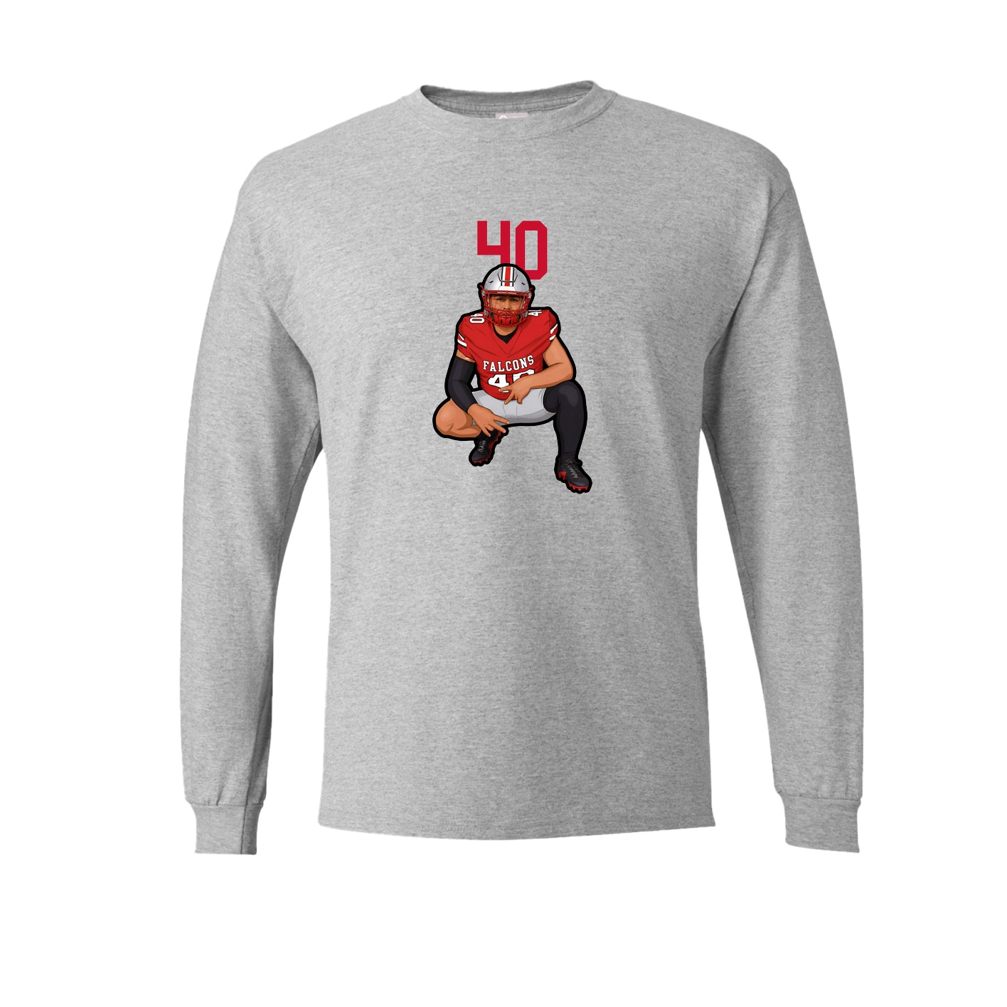 Long Sleeve Tee — Number Top in Grey
