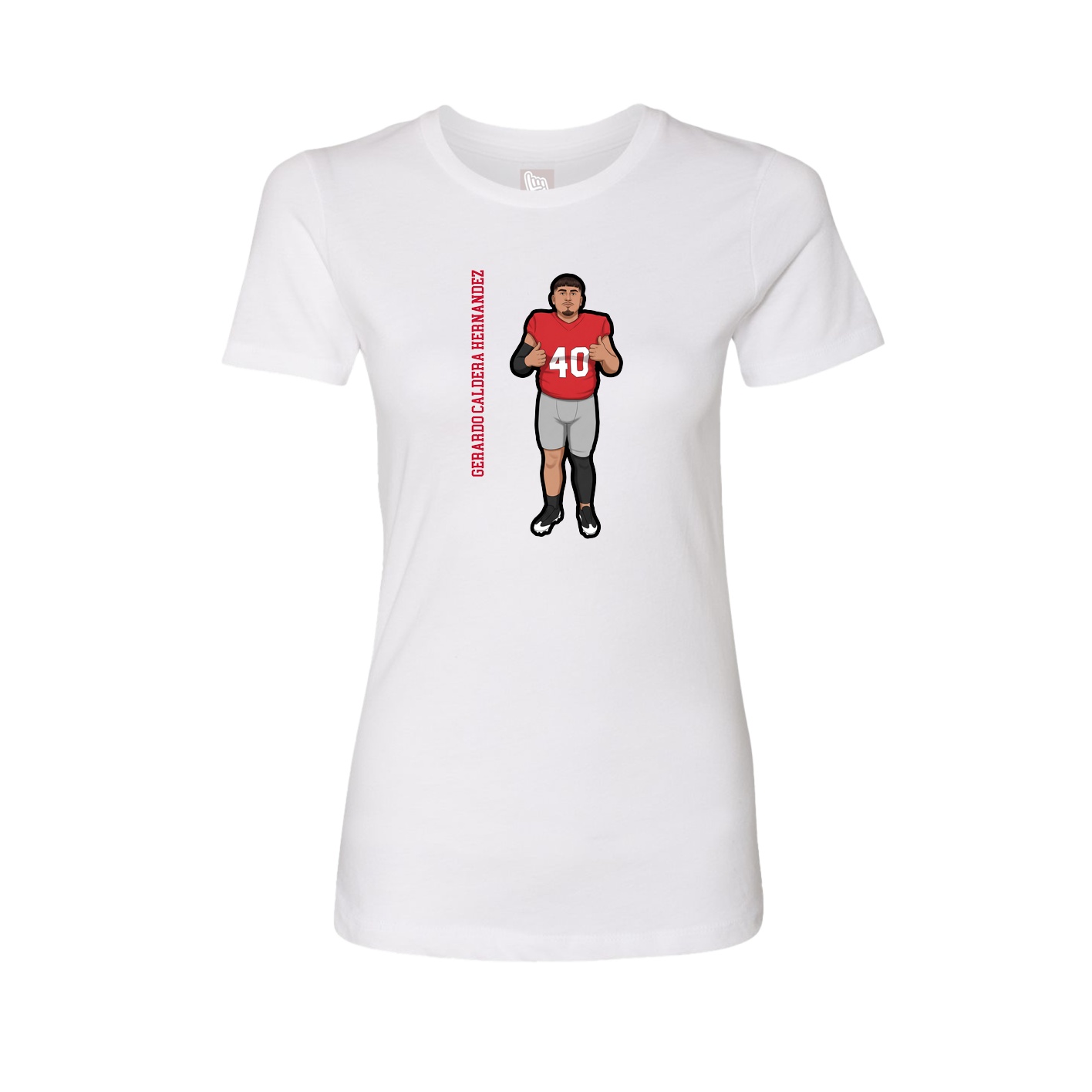 Fitted Women's Tee — Name Vertical in White