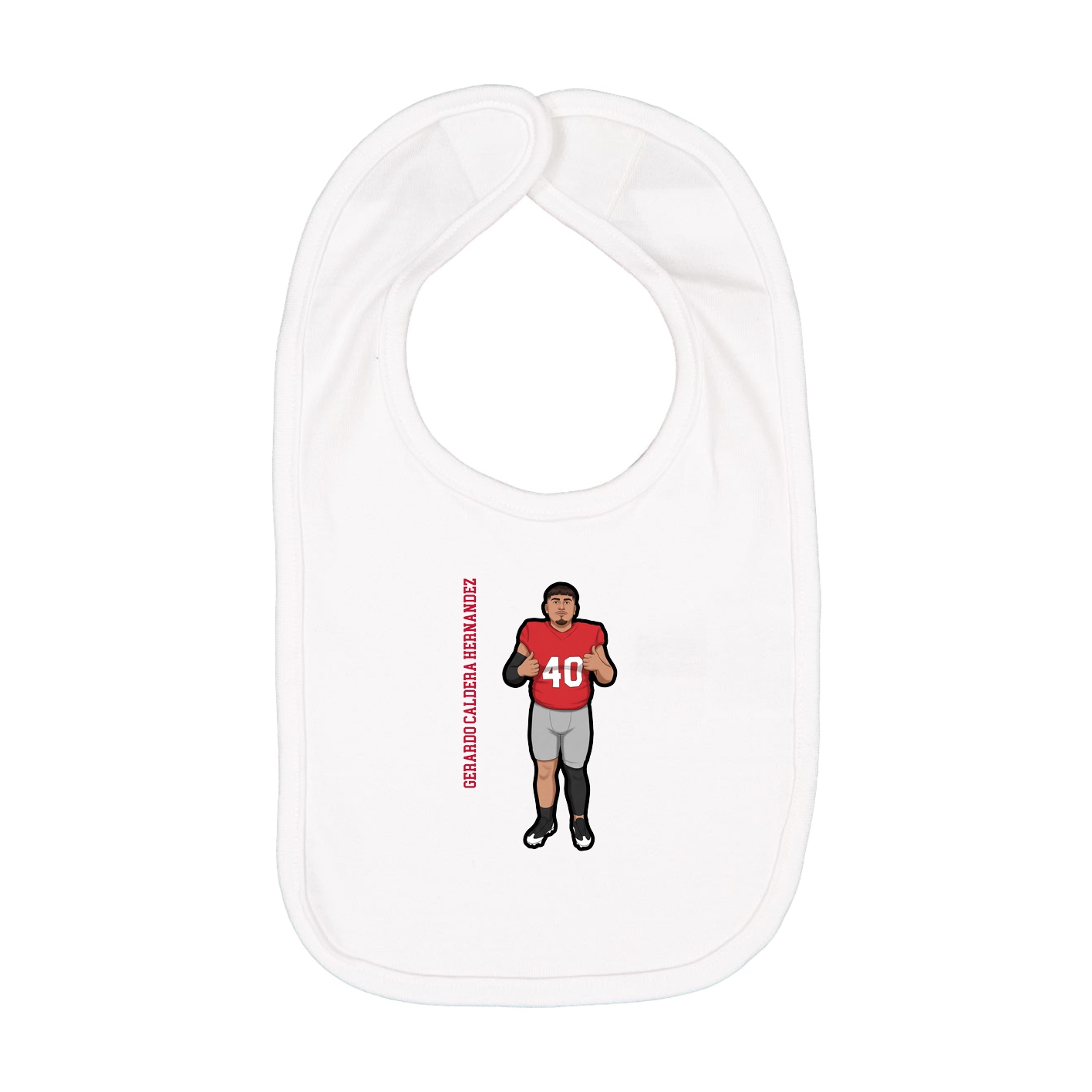 Infant Bib — Name Vertical in White