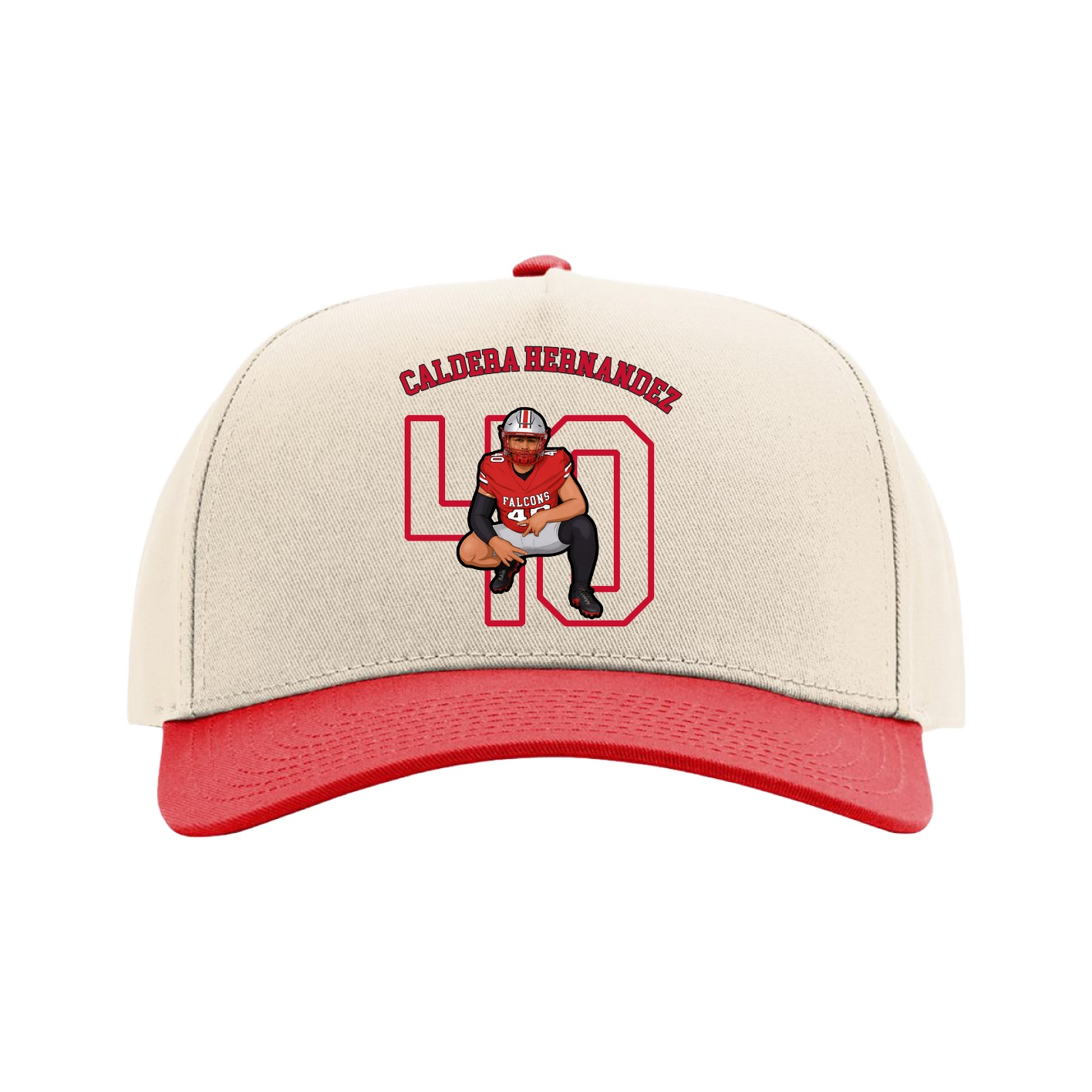 Full Fabric Five-Panel Champ Cap — Shirsey Arch in Cream/Red