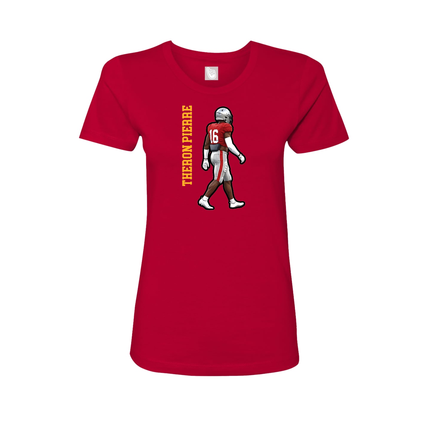 Fitted Women's Tee — Name Vertical in Red