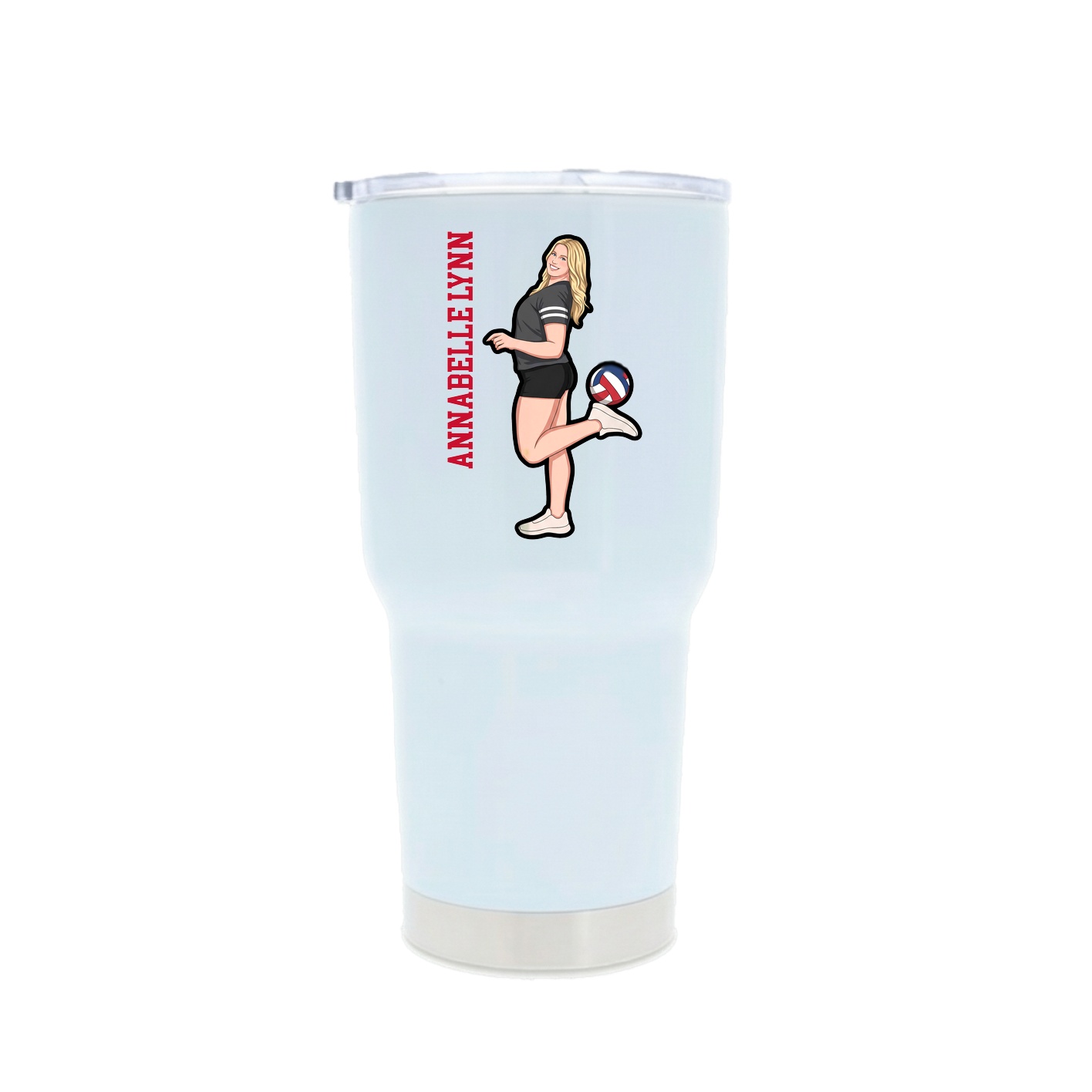30oz Stainless Steel Tumbler — Name Vertical in White