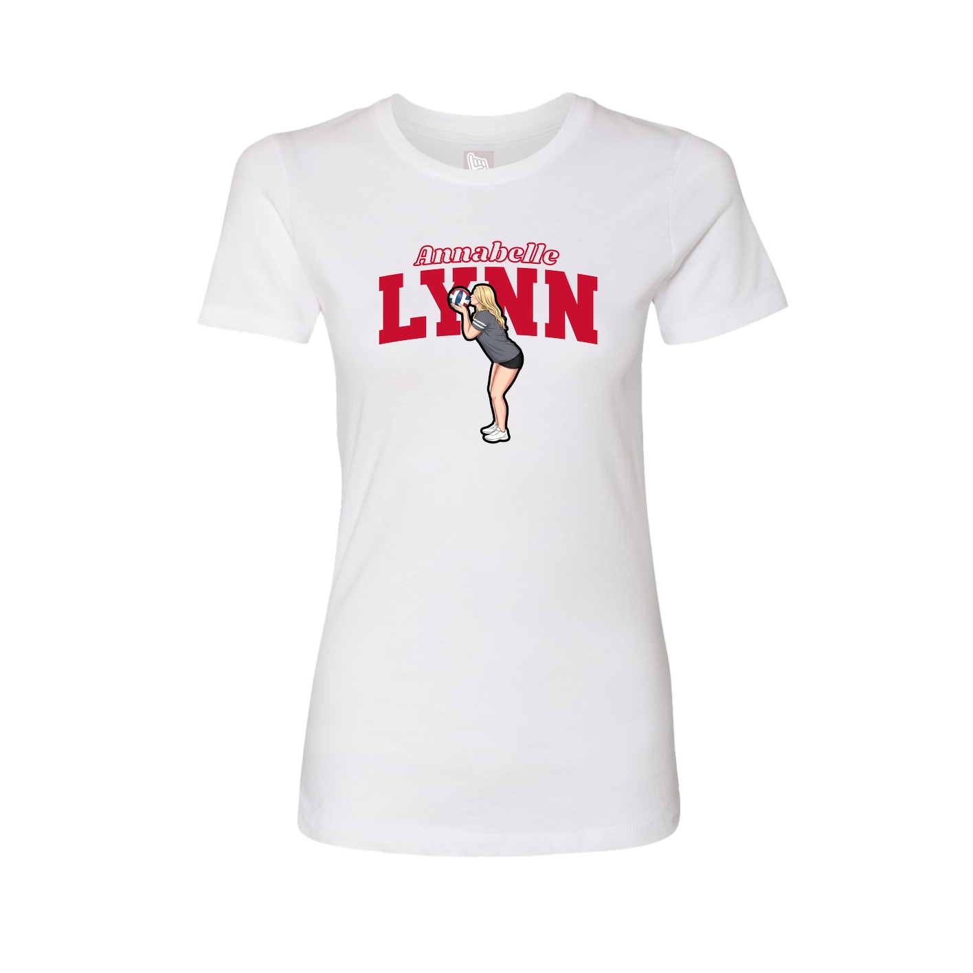 Fitted Women's Tee — Name Arch in White