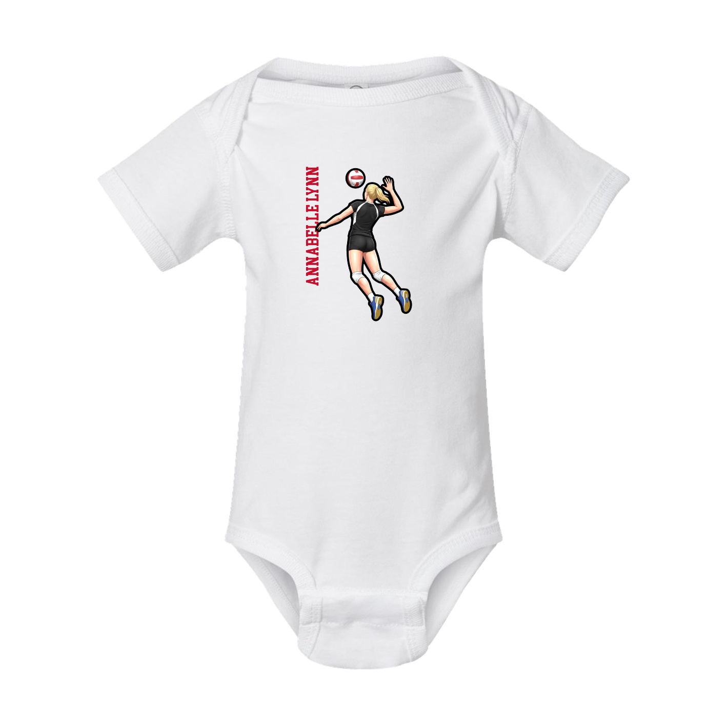Baby Onesie — Name Vertical in White