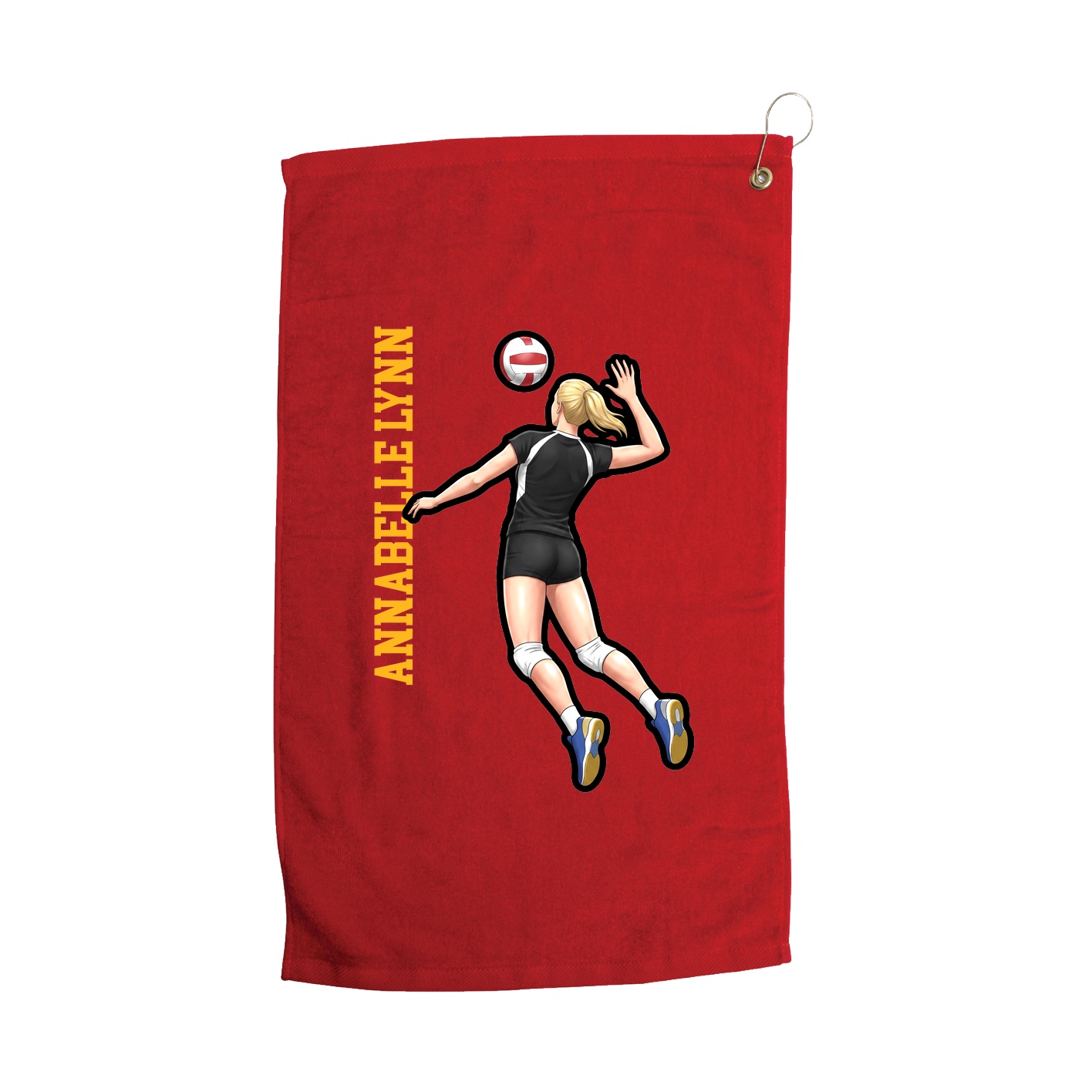 Golf Towel — Name Vertical in Red