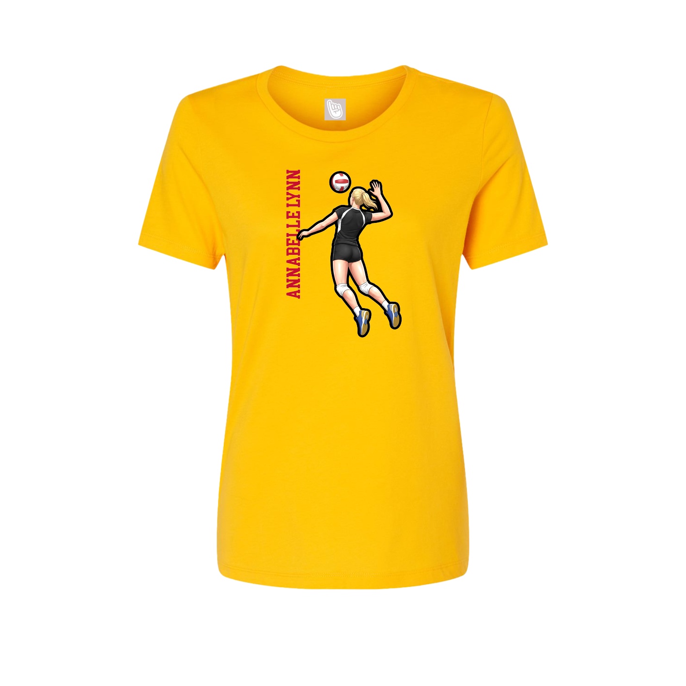 Fitted Women's Tee — Name Vertical in Gold