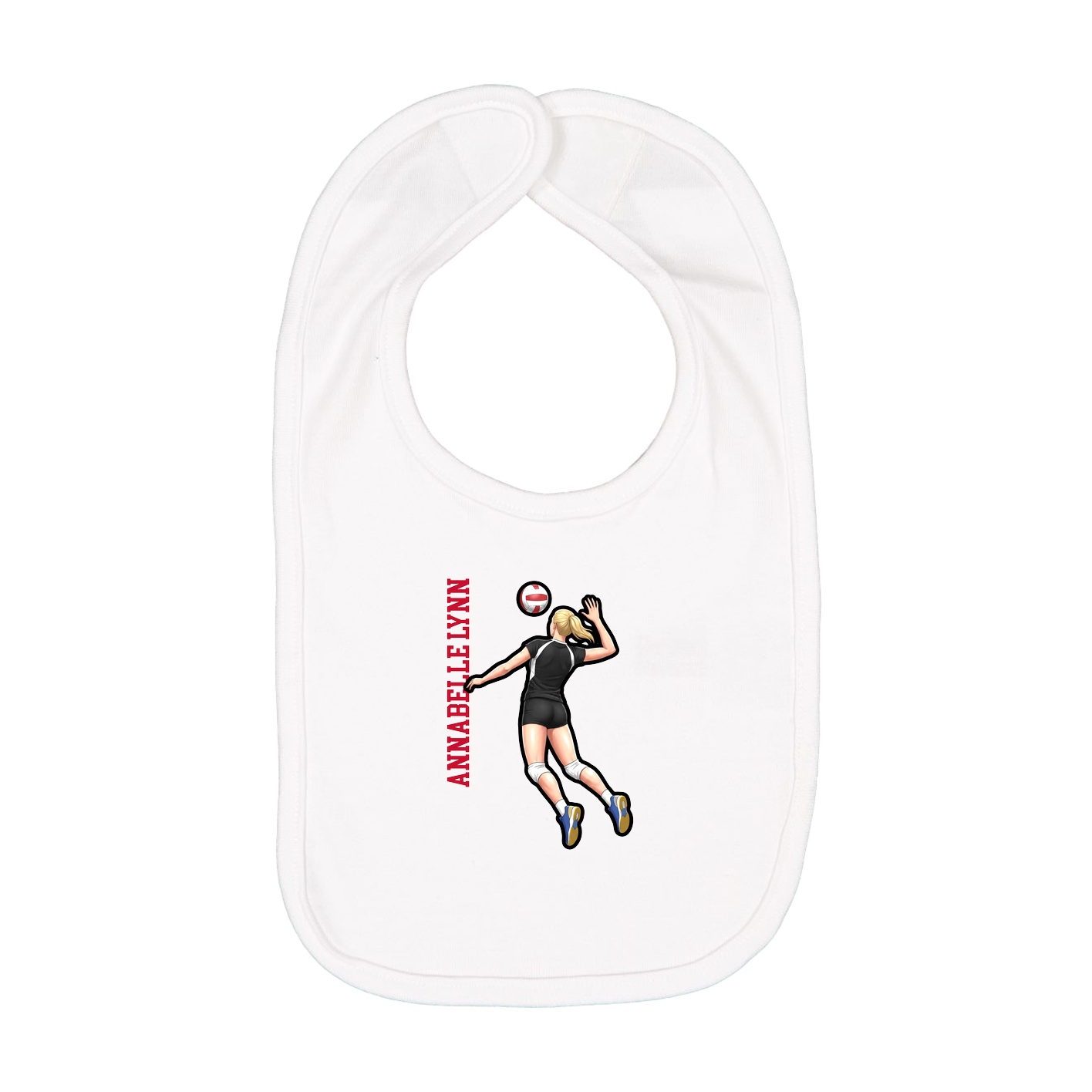 Infant Bib — Name Vertical in White