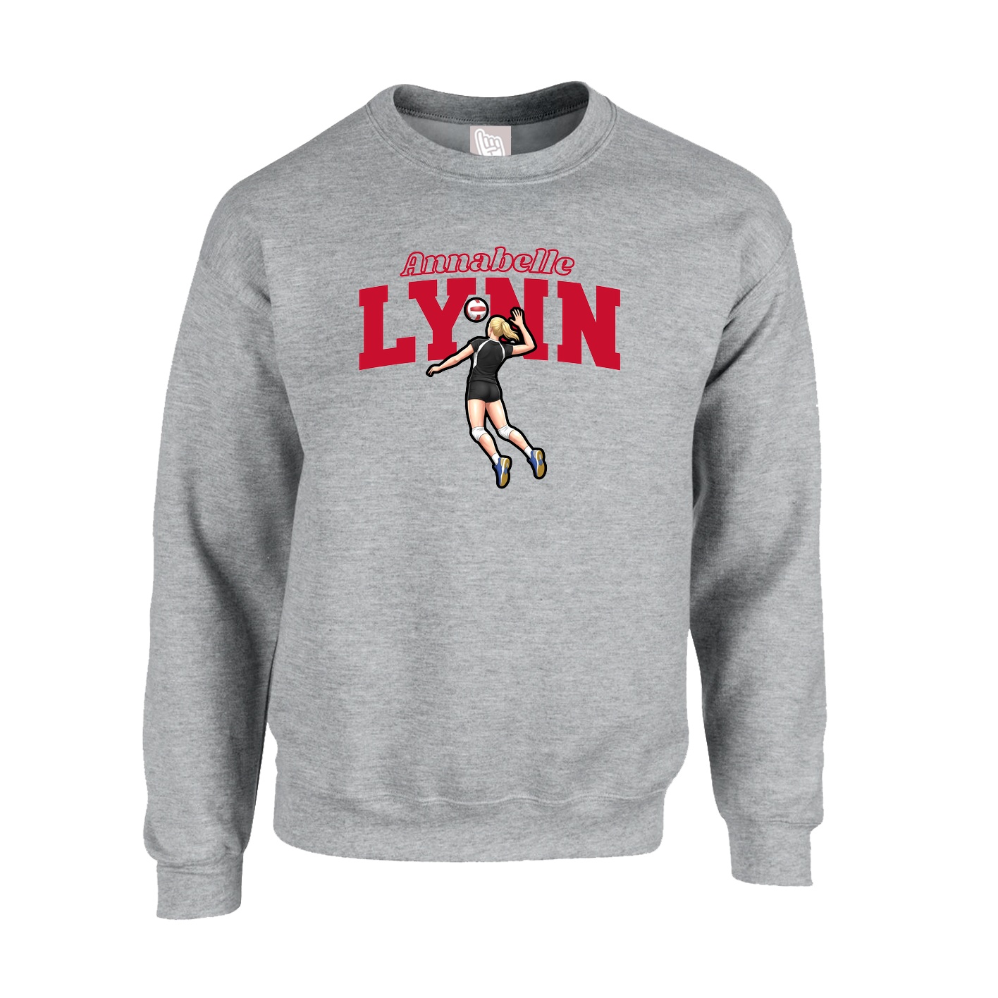 Fleece Crew — Name Arch in Grey