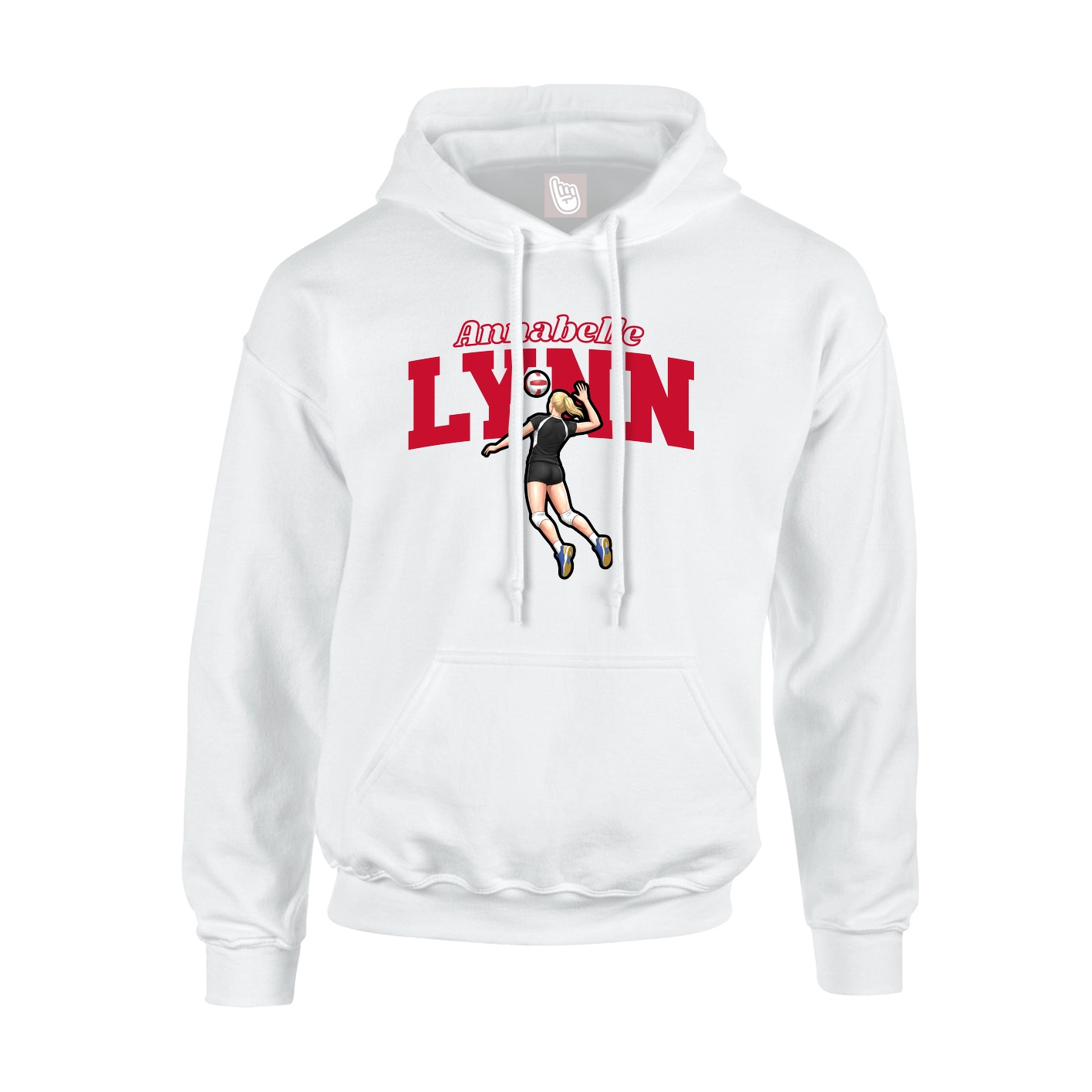 Youth Hoodie — Name Arch in White