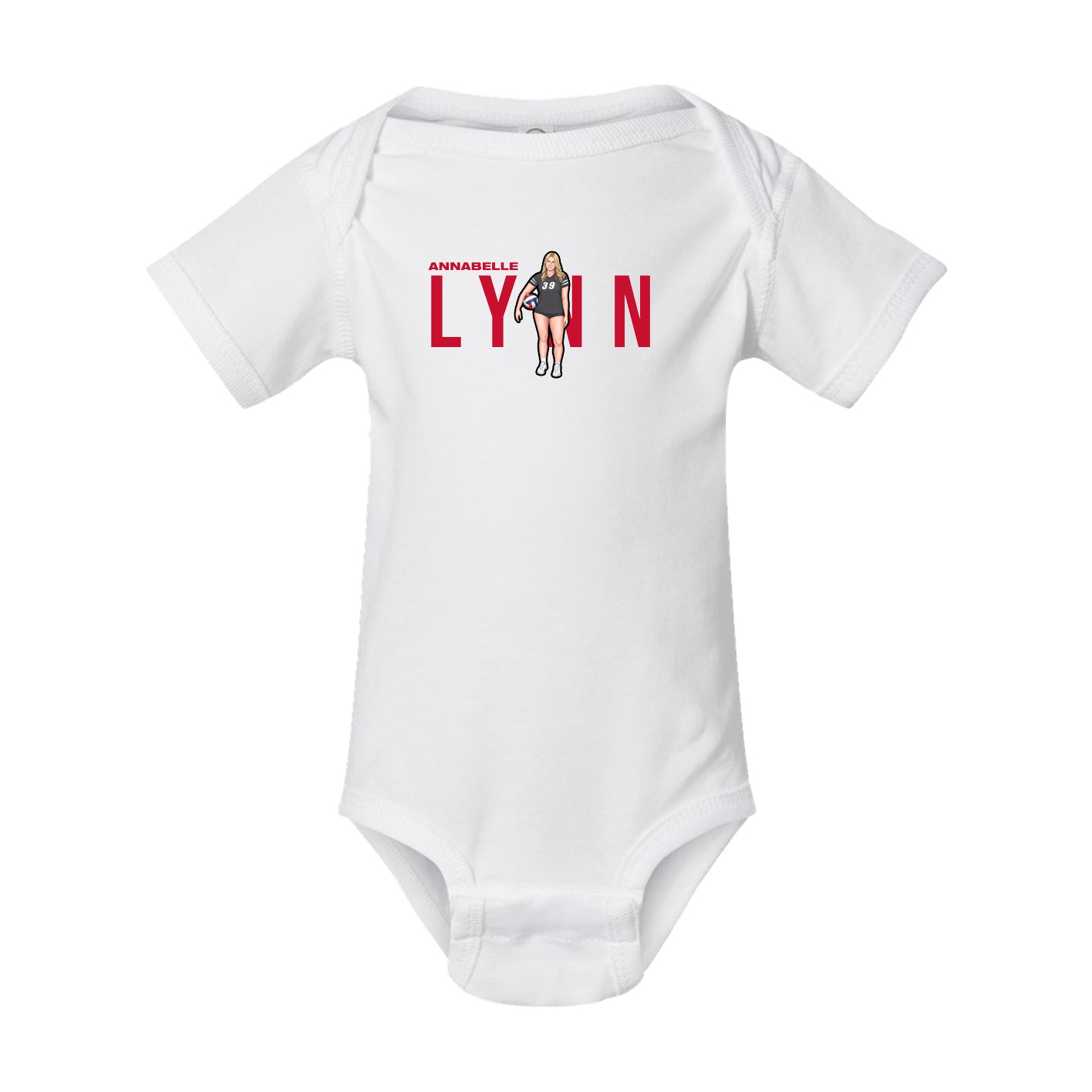 Baby Onesie — Player Name in White