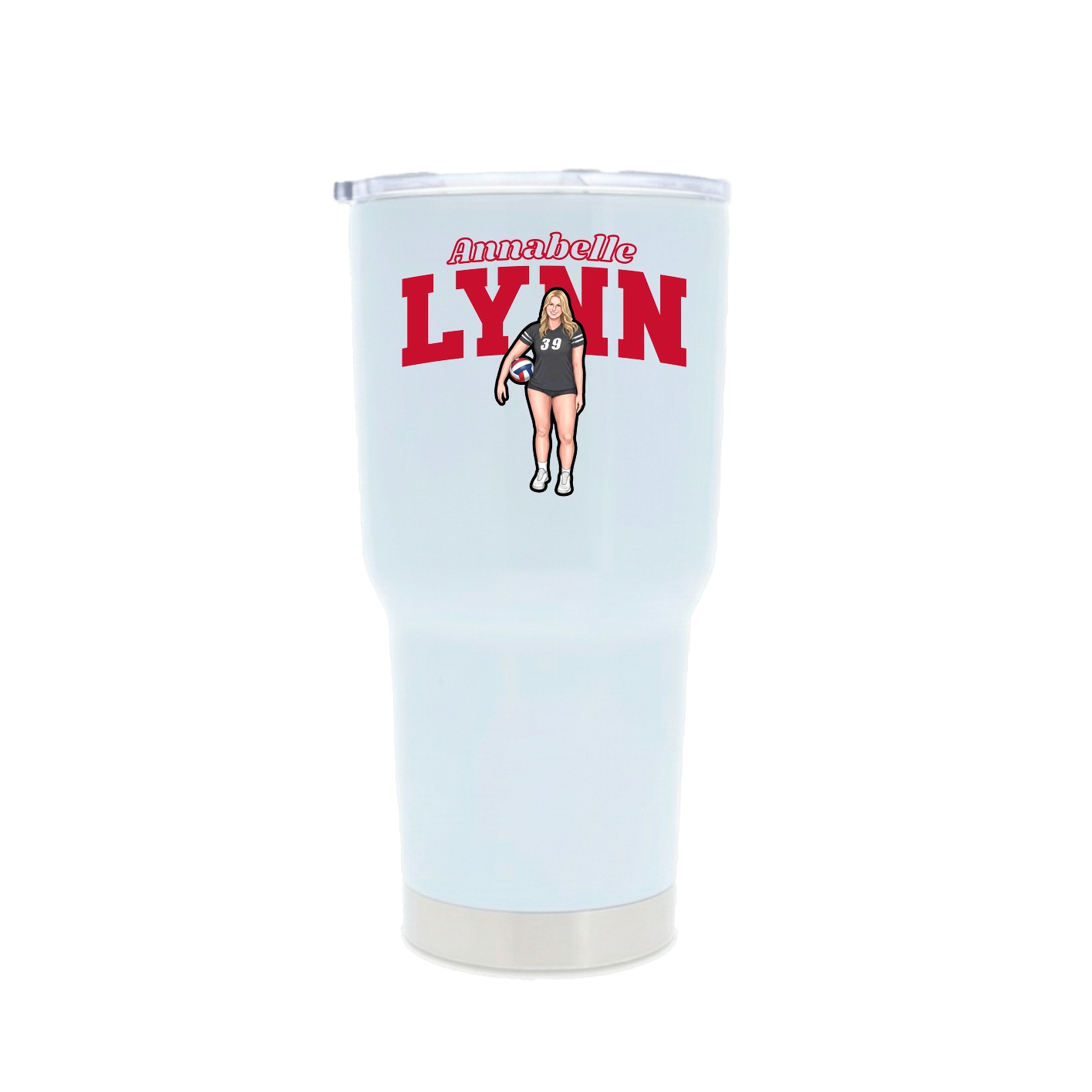 30oz Stainless Steel Tumbler — Name Arch in White