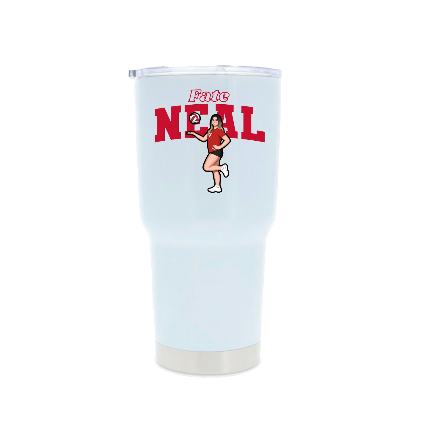 30oz Stainless Steel Tumbler — Name Arch in White