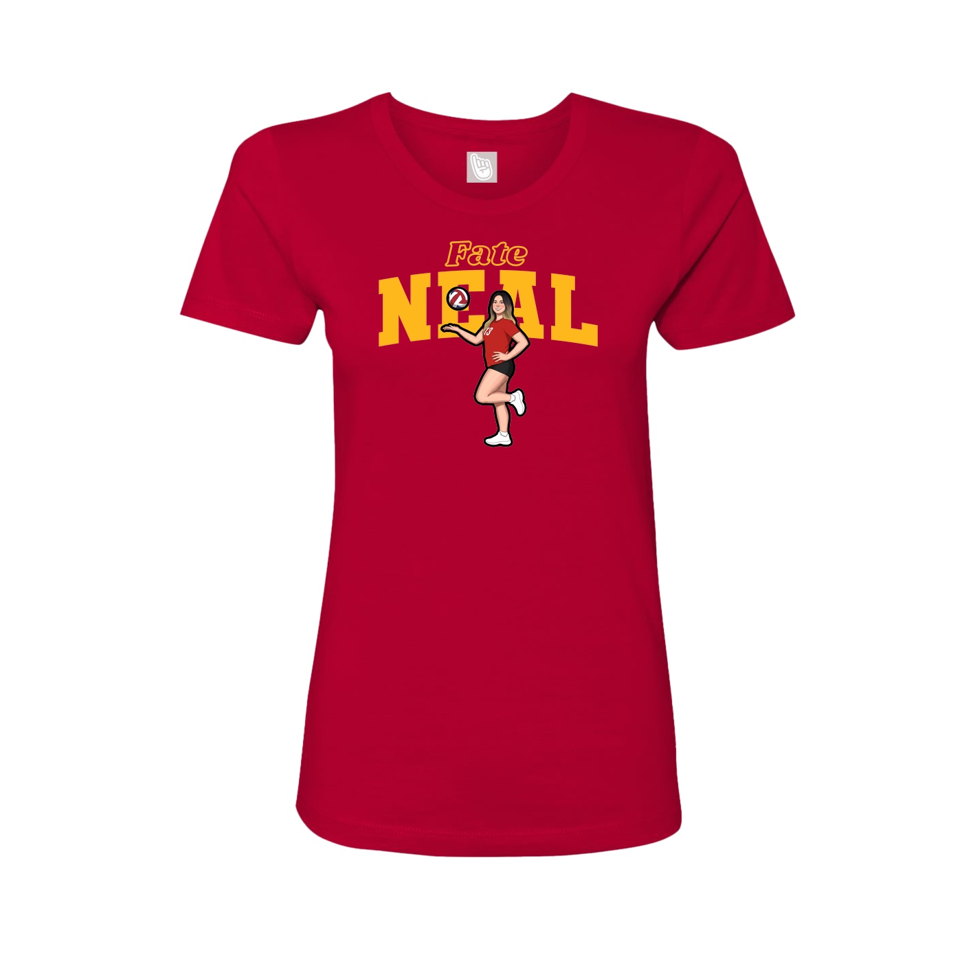 Fitted Women's Tee — Name Arch in Red