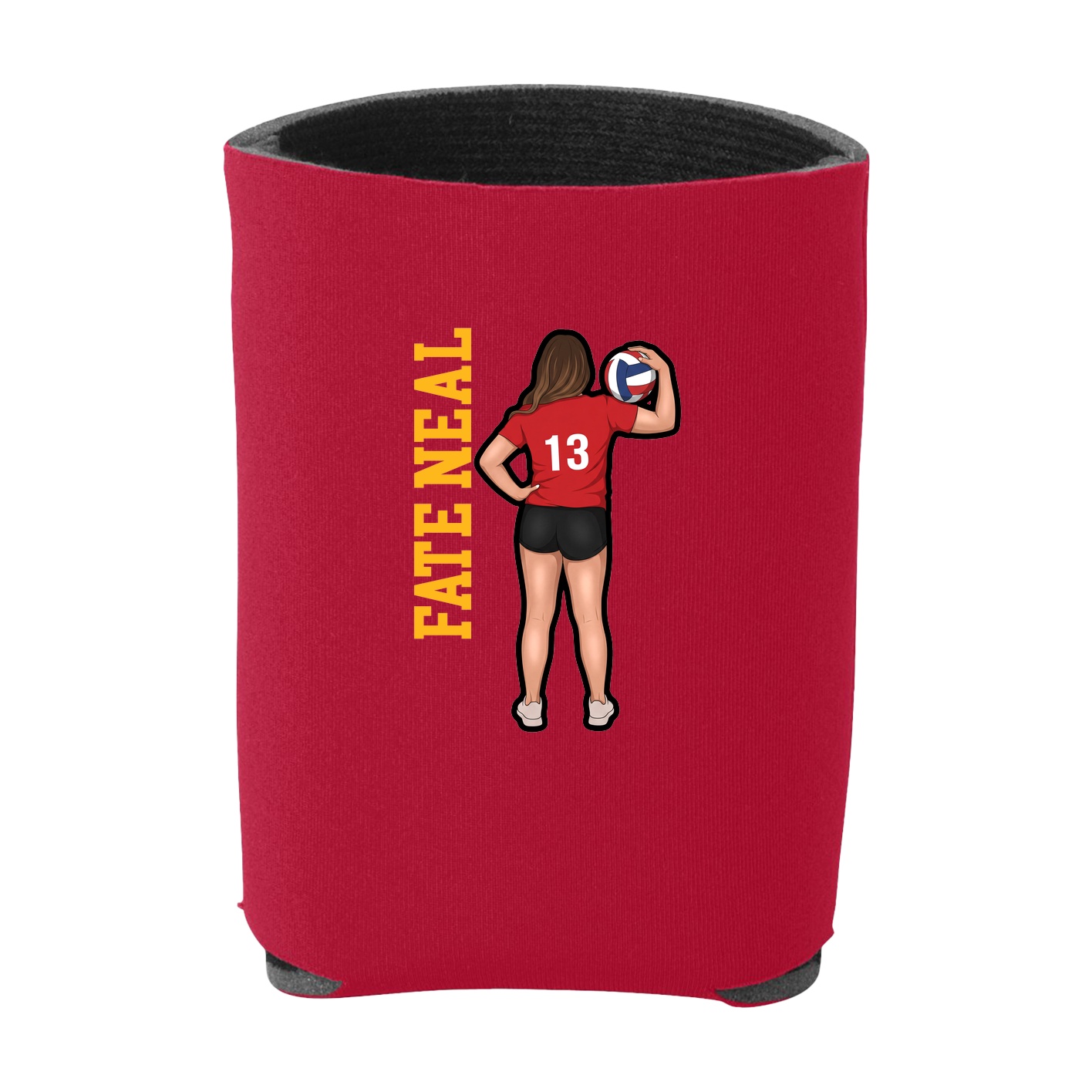 Can Holder — Name Vertical in Red