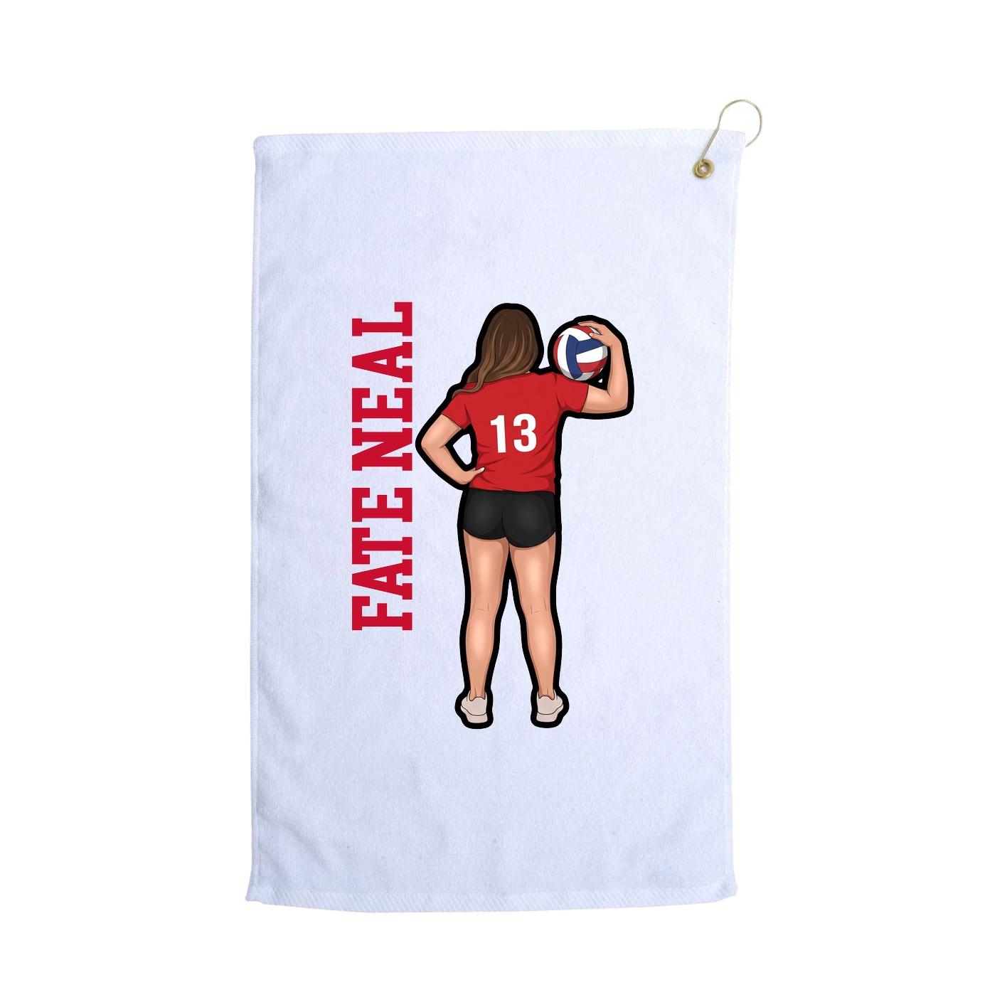 Golf Towel — Name Vertical in White