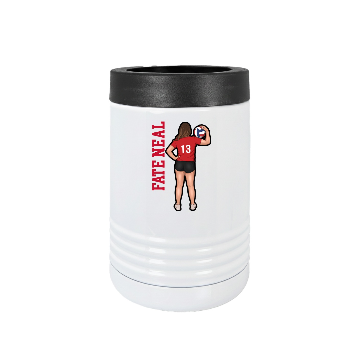 Beverage Holder — Name Vertical in White