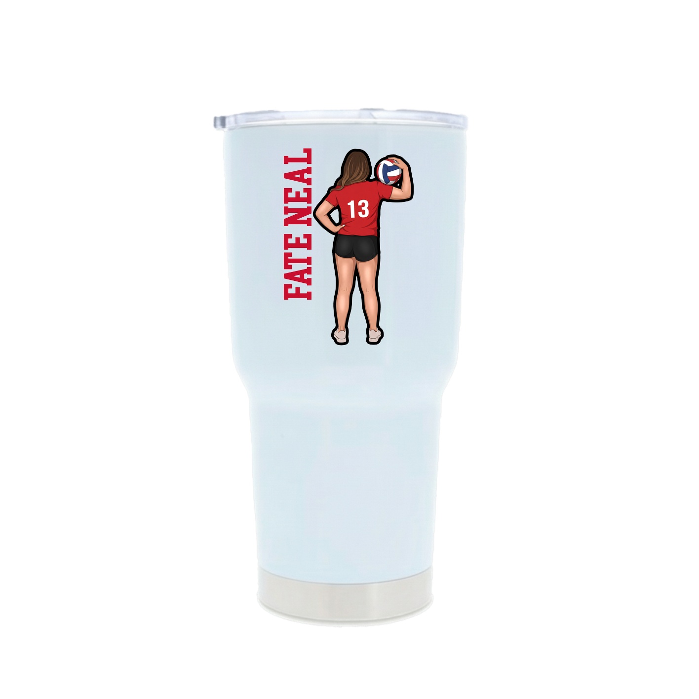 30oz Stainless Steel Tumbler — Name Vertical in White