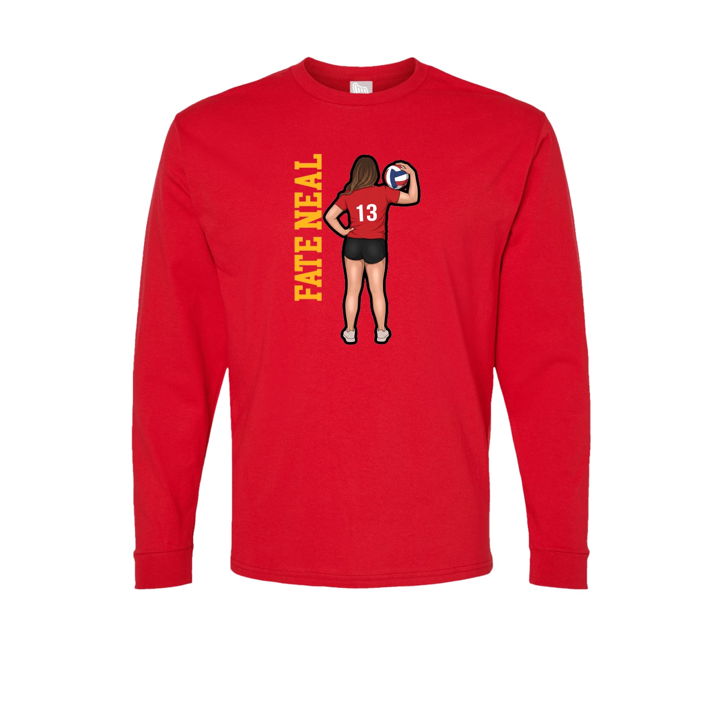 Long Sleeve Tee — Name Vertical in Red