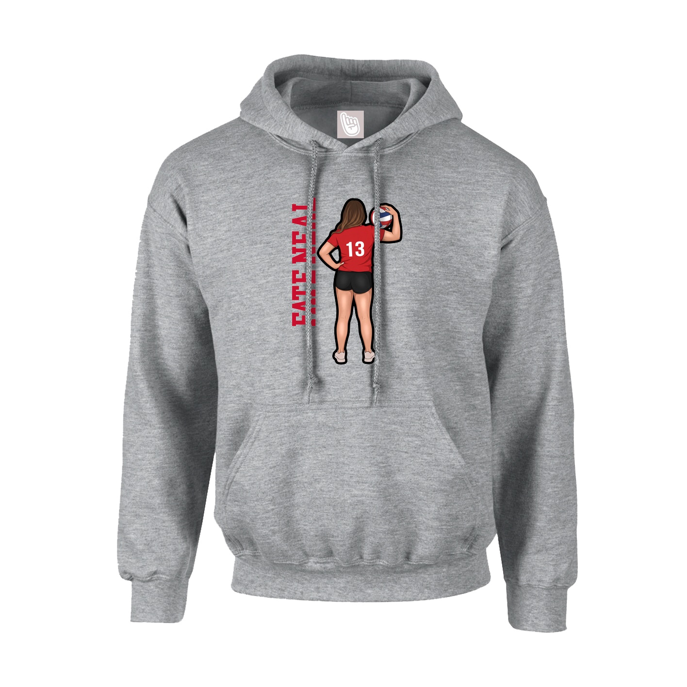 Hoodie — Name Vertical in Grey