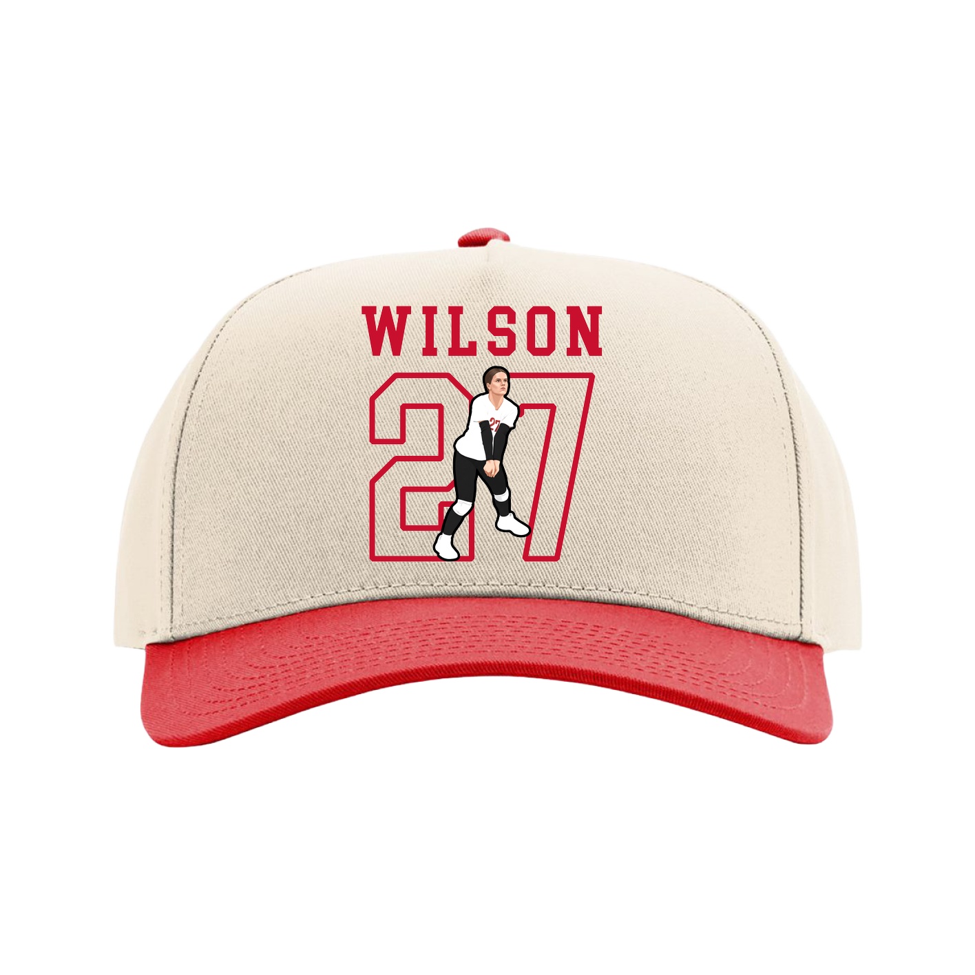 Full Fabric Five-Panel Champ Cap — Shirsey in Cream/Red
