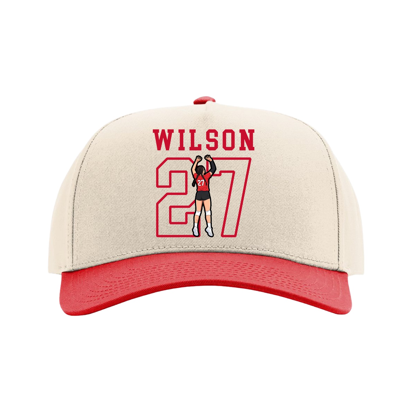Full Fabric Five-Panel Champ Cap — Shirsey in Cream/Red