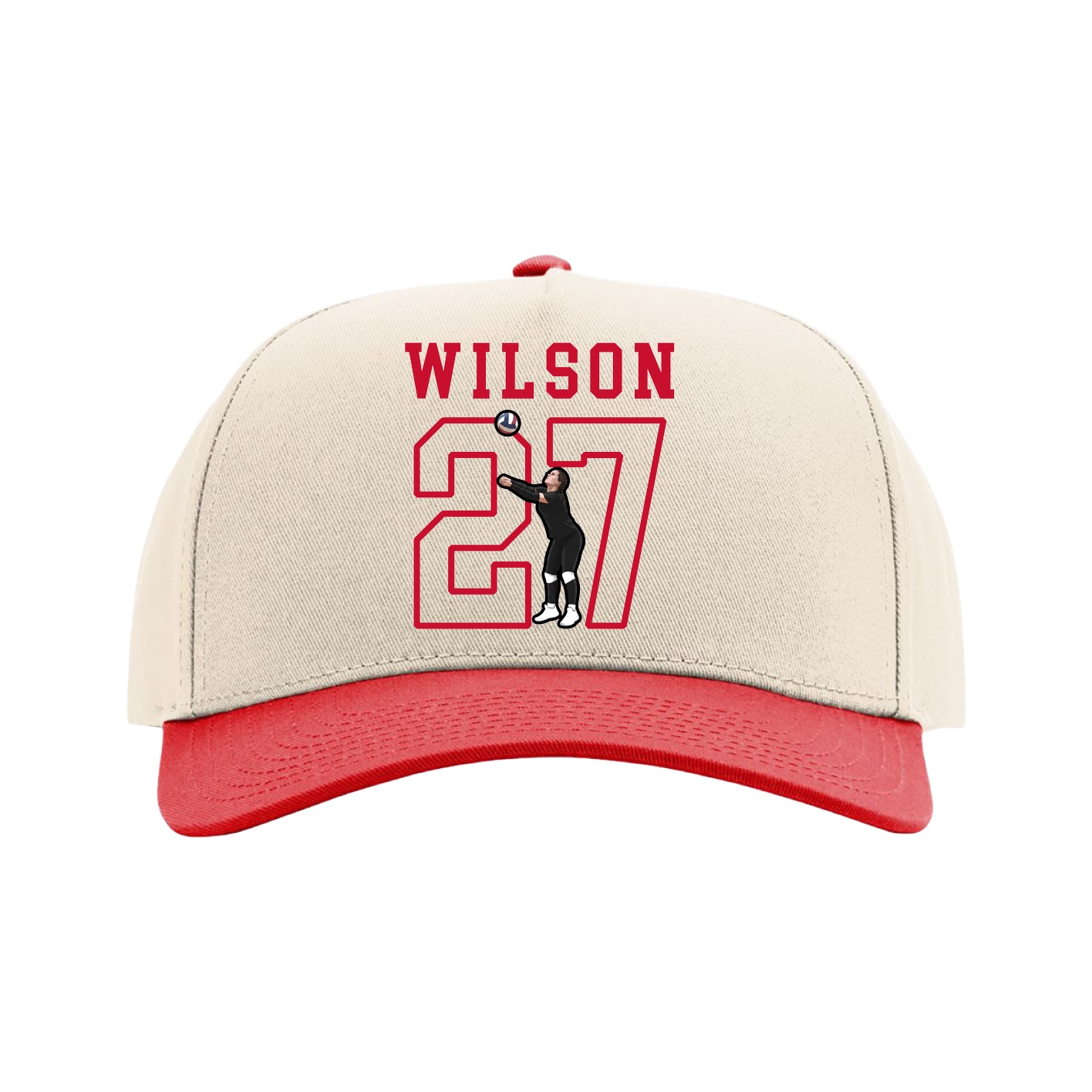 Full Fabric Five-Panel Champ Cap — Shirsey in Cream/Red