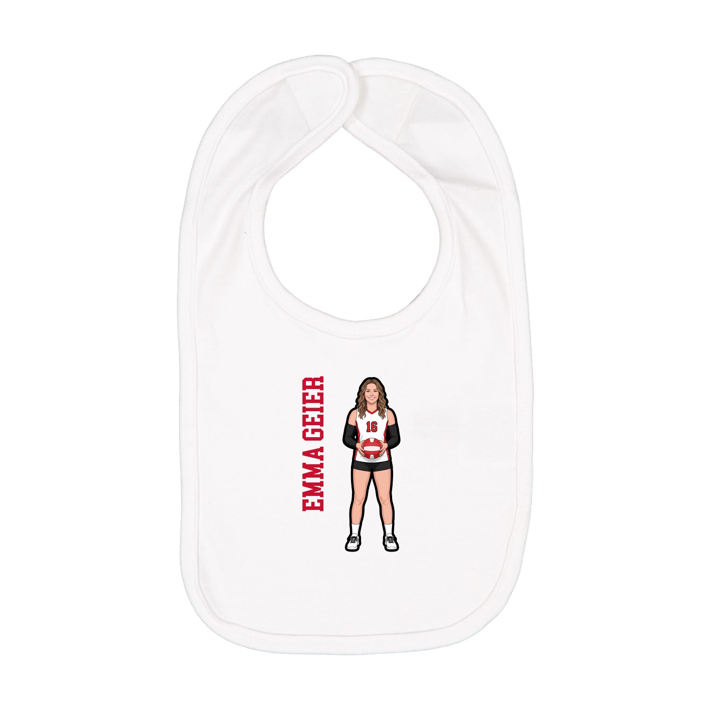 Infant Bib — Name Vertical in White