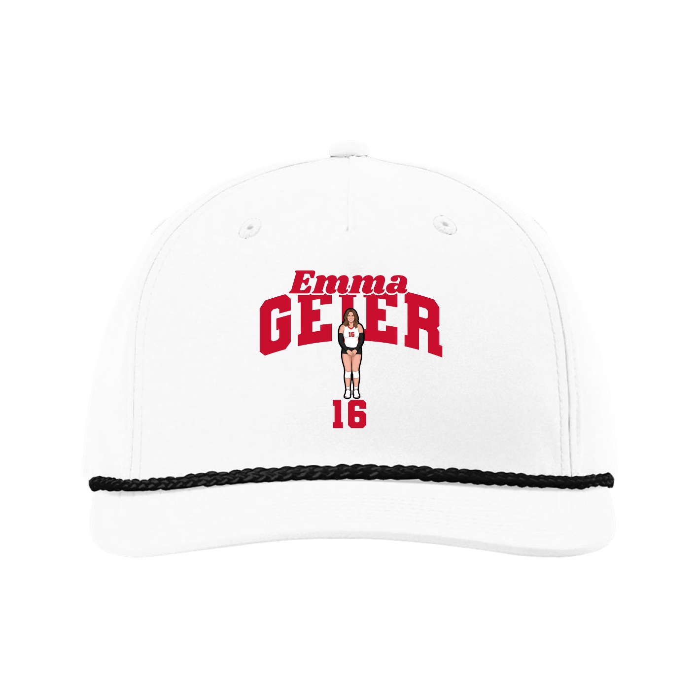 Five-Panel Classic Rope Cap — Signature Arch in White