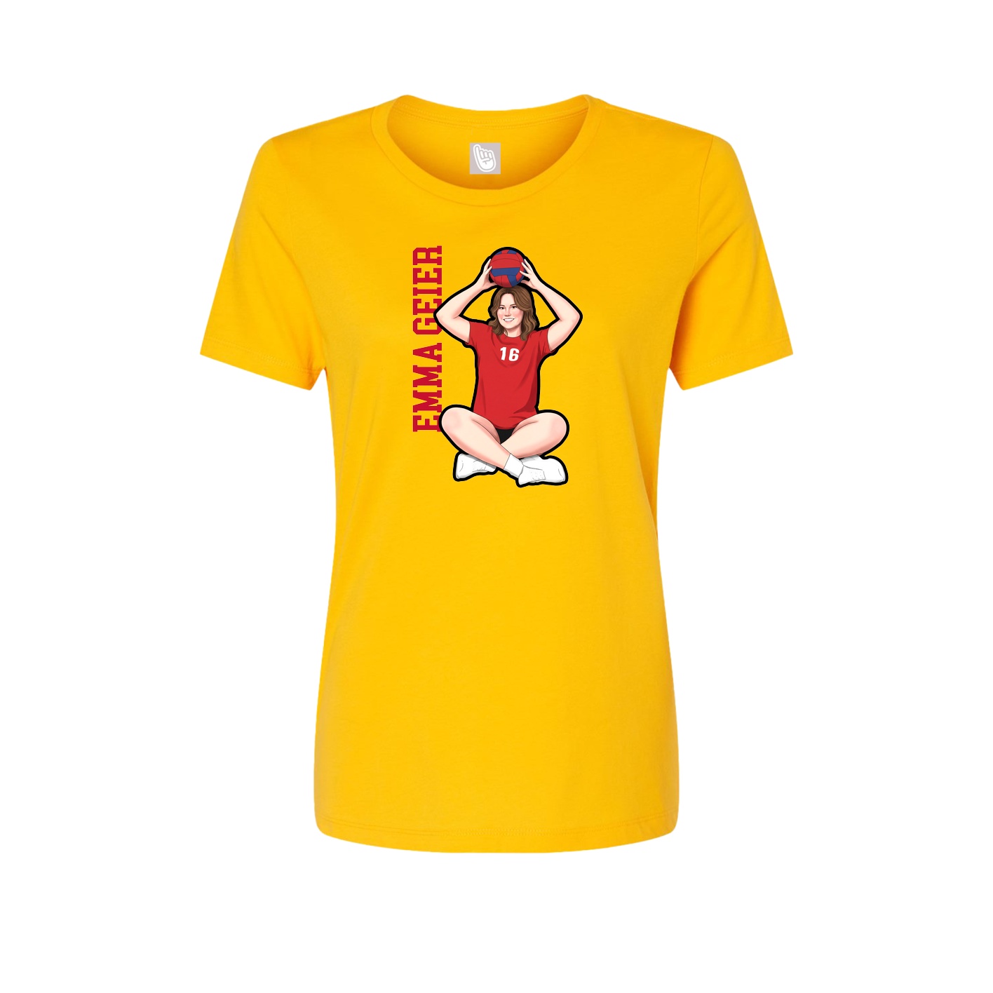 Fitted Women's Tee — Name Vertical in Gold