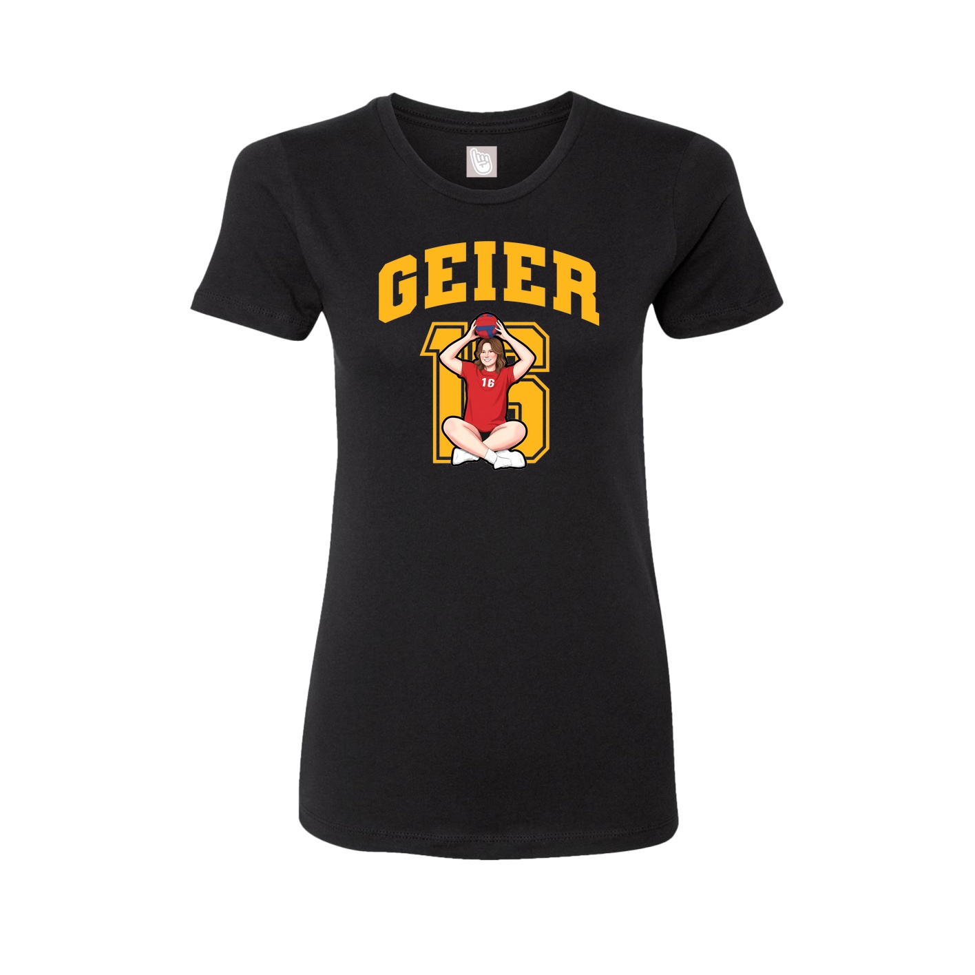 Fitted Women's Tee — Number in Black