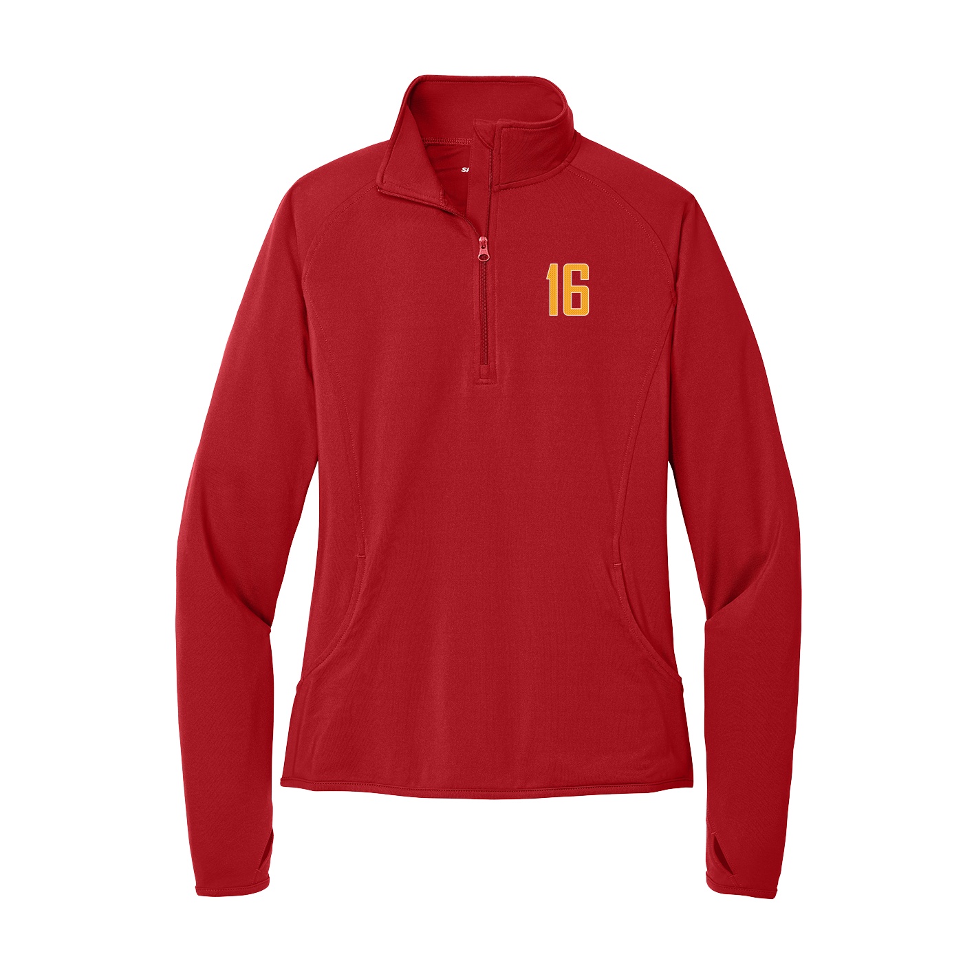 Women's Q-Zip Pullover — Front Shirsy in Red