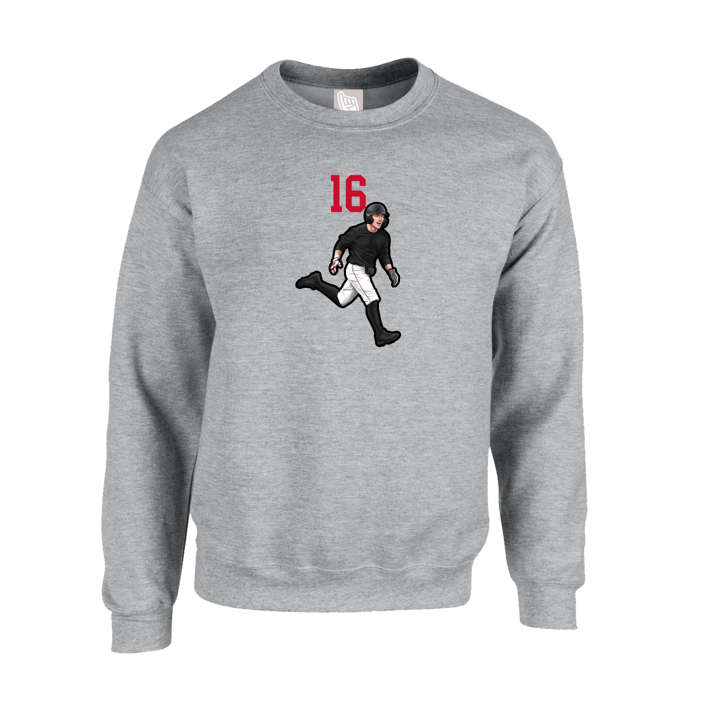 Fleece Crew — Number Top in Grey