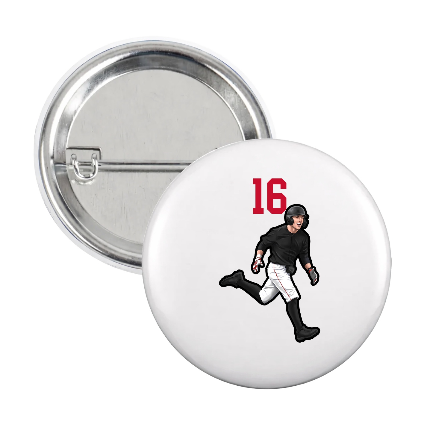 Game Day Button — Number Top in White
