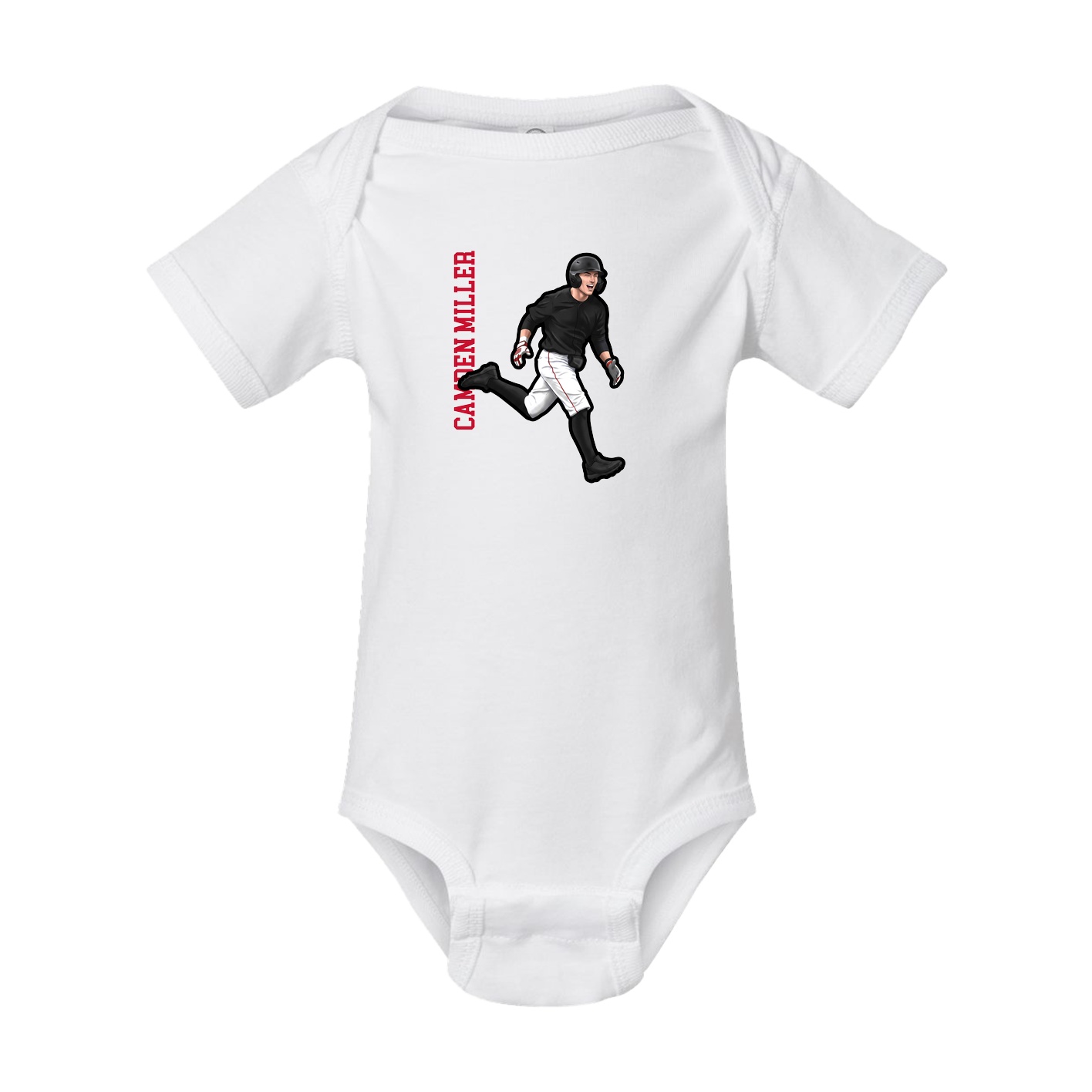 Baby Onesie — Name Vertical in White