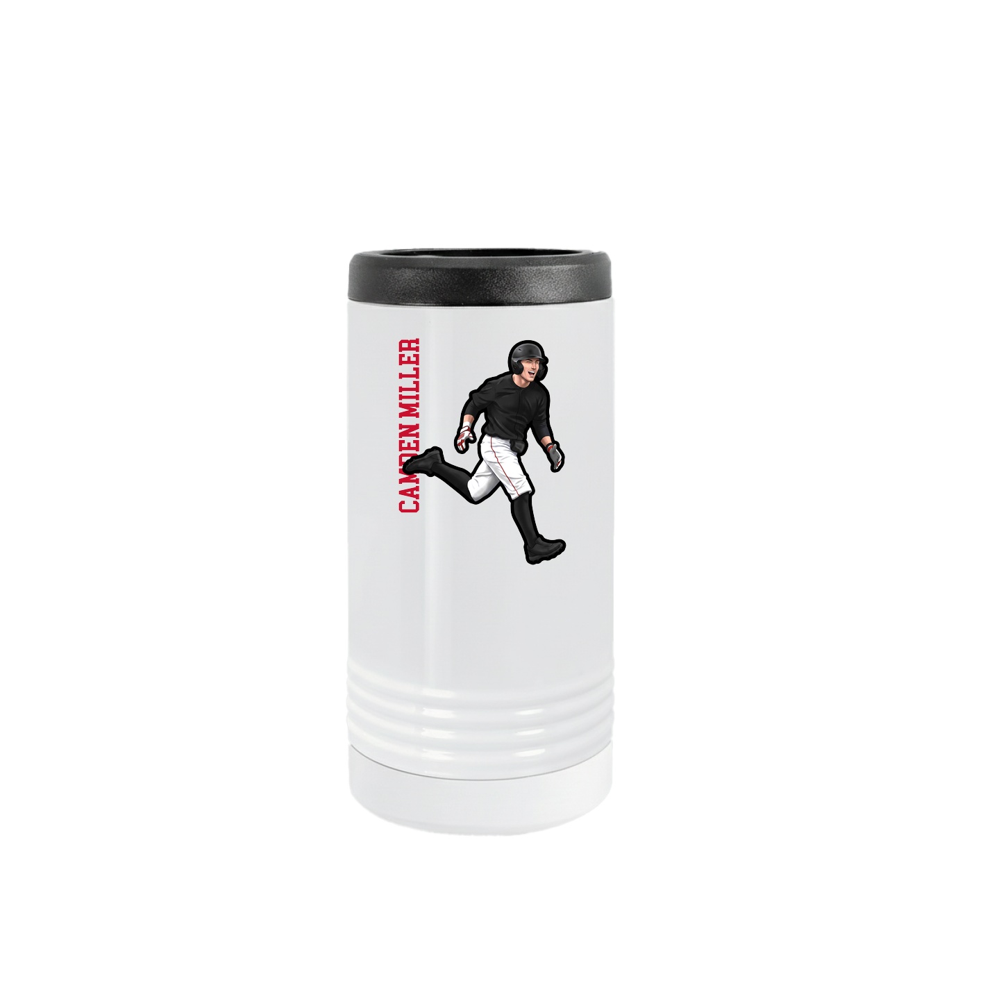 Slim Beverage Holder — Name Vertical in White