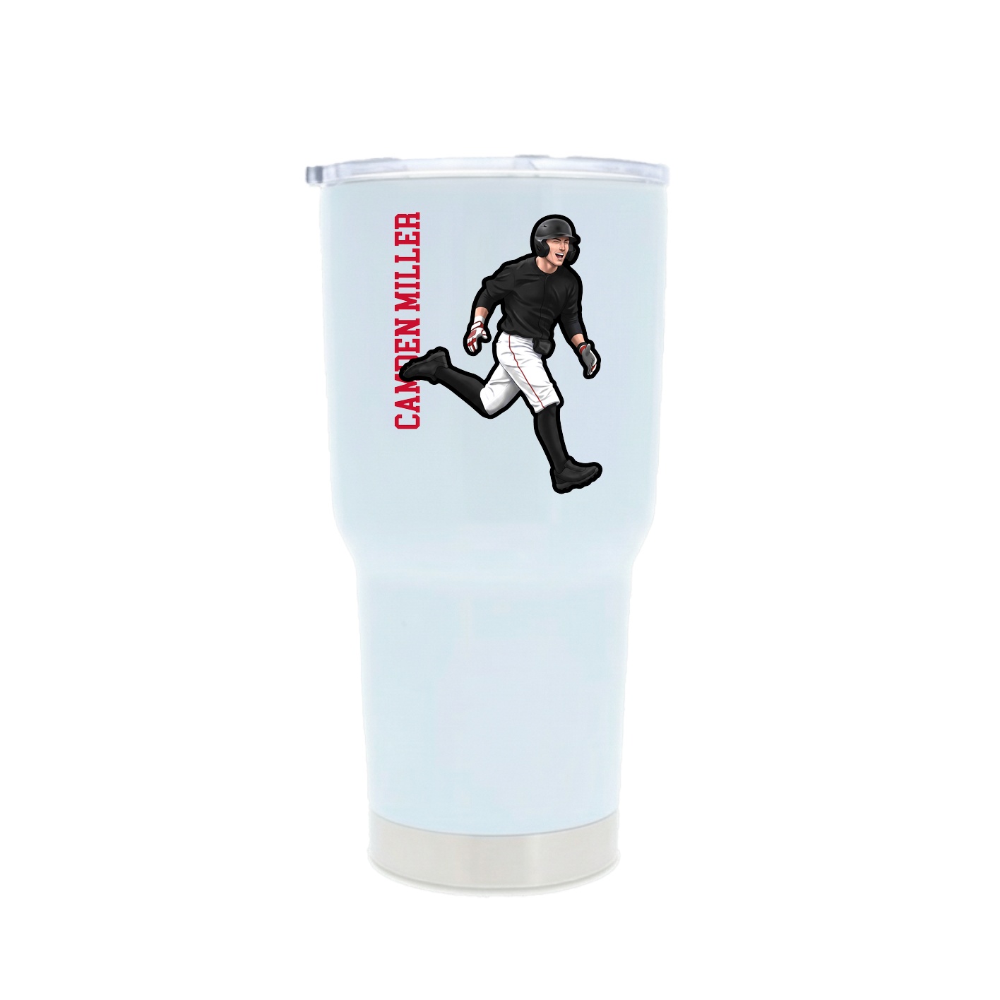 30oz Stainless Steel Tumbler — Name Vertical in White