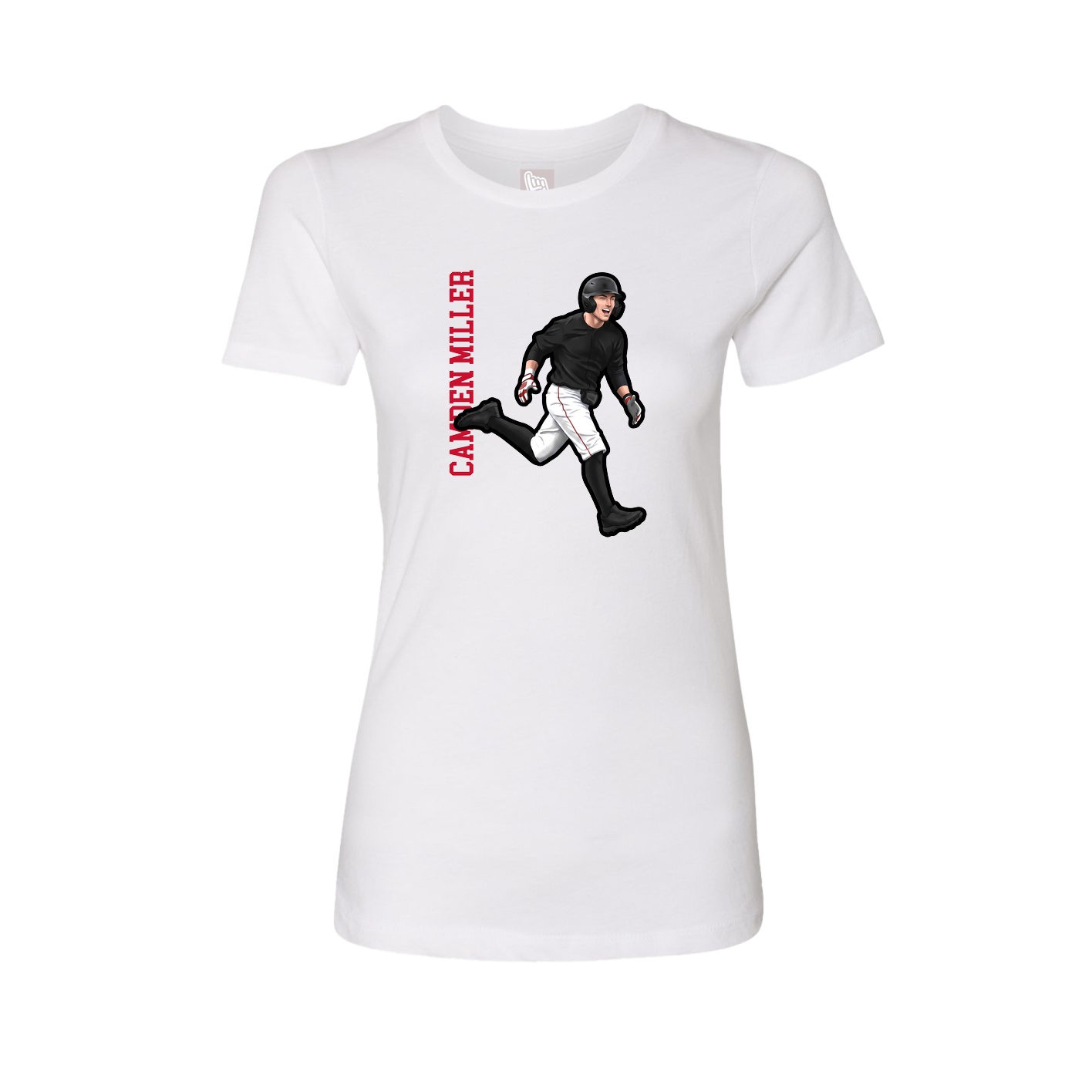Fitted Women's Tee — Name Vertical in White