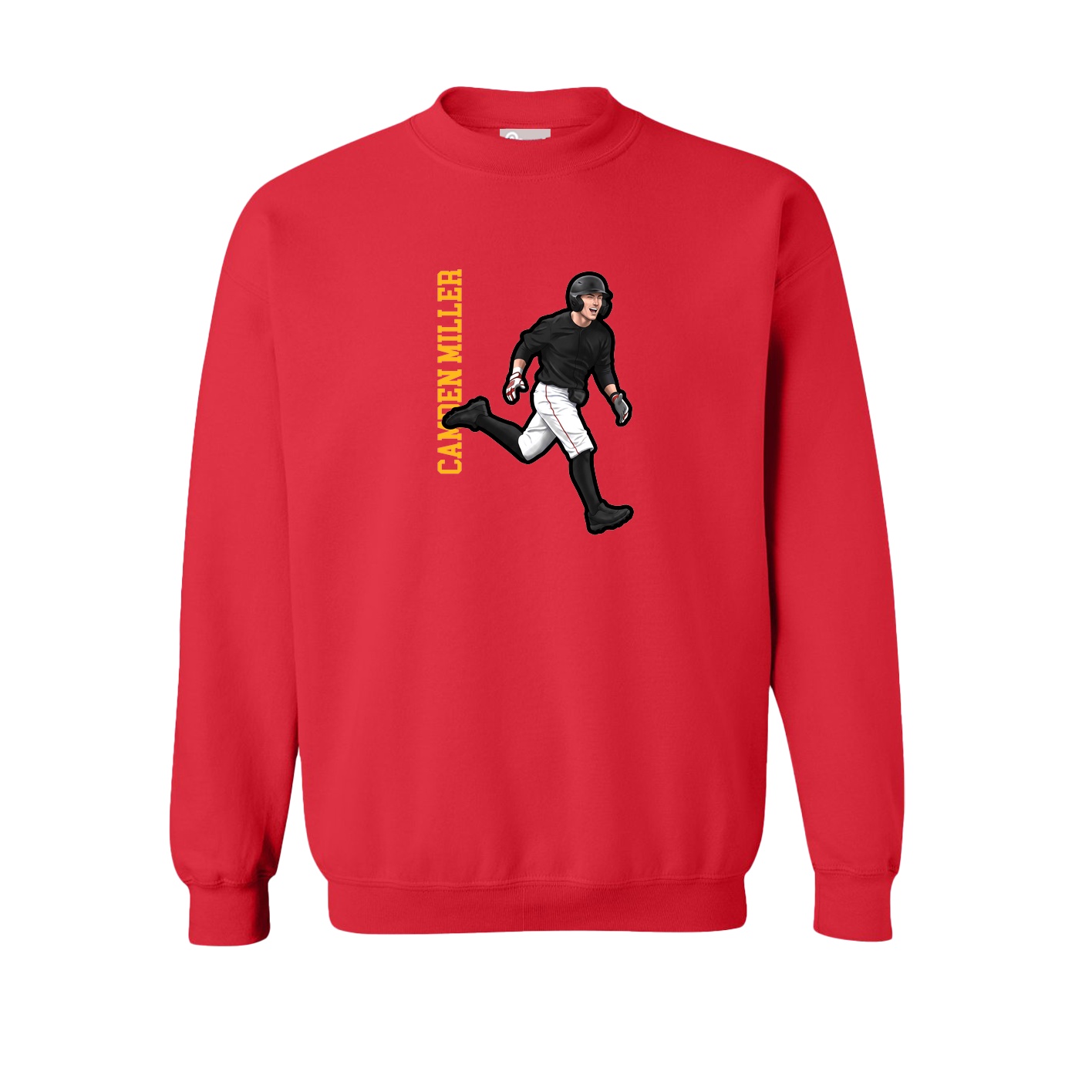 Fleece Crew — Name Vertical in Red